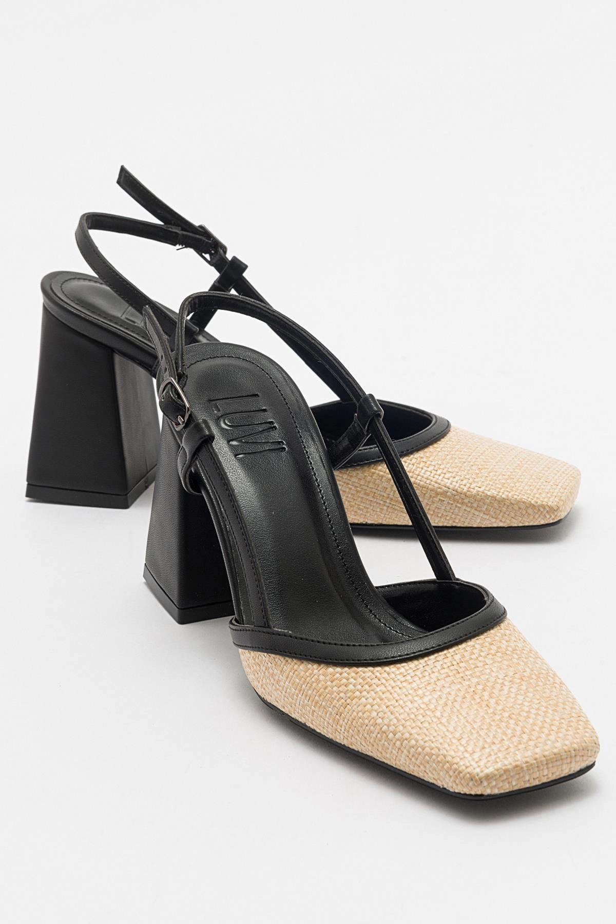 Prologue Shoes Womens Rivie Raffia Square Toe Block Heel Pump