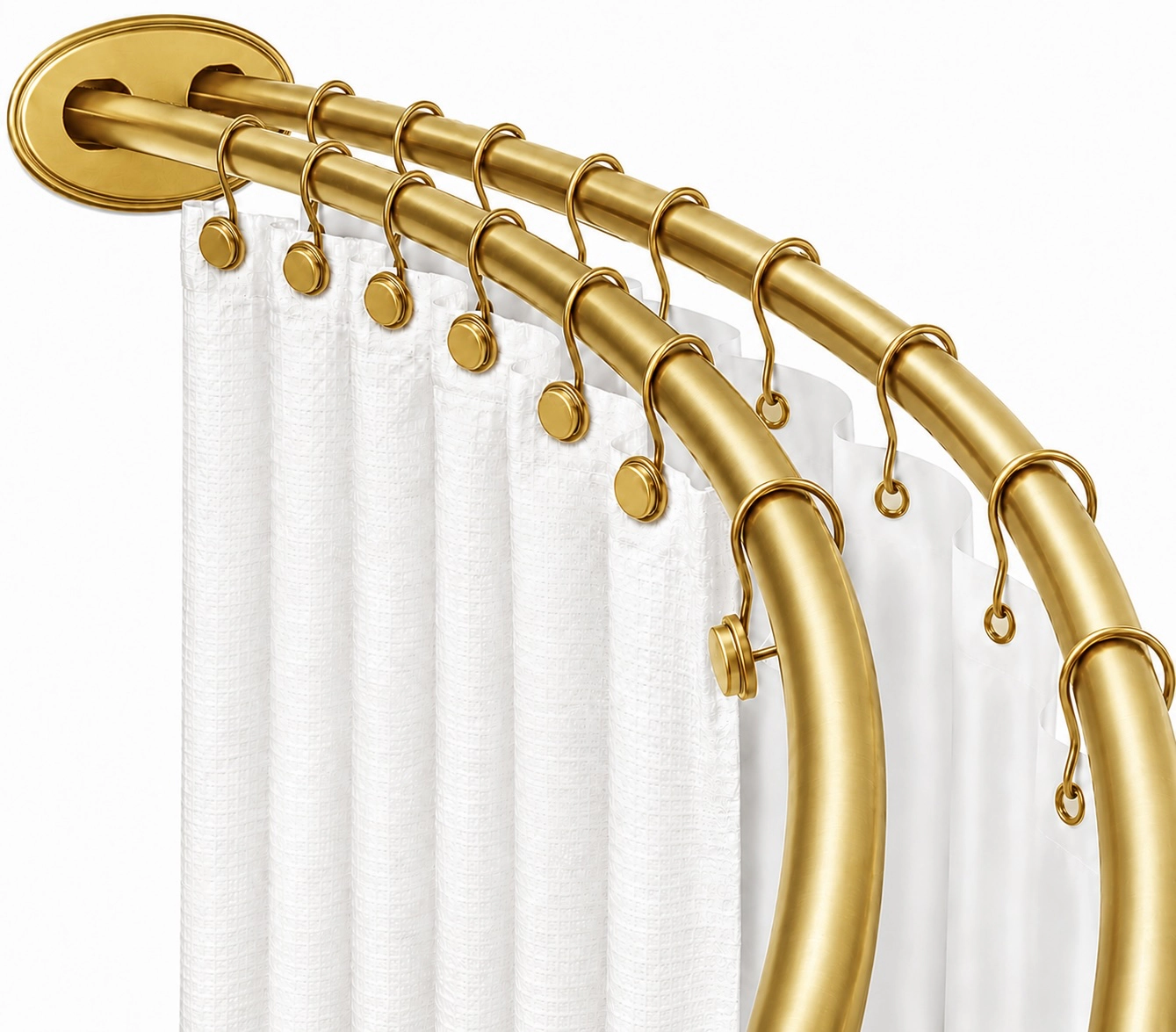 Utopia Alley Aluminum Double Curved Shower Curtain Rod, Adjustable 45-72 Inch, Dual Rod Design, Adds 8 Inches More Space