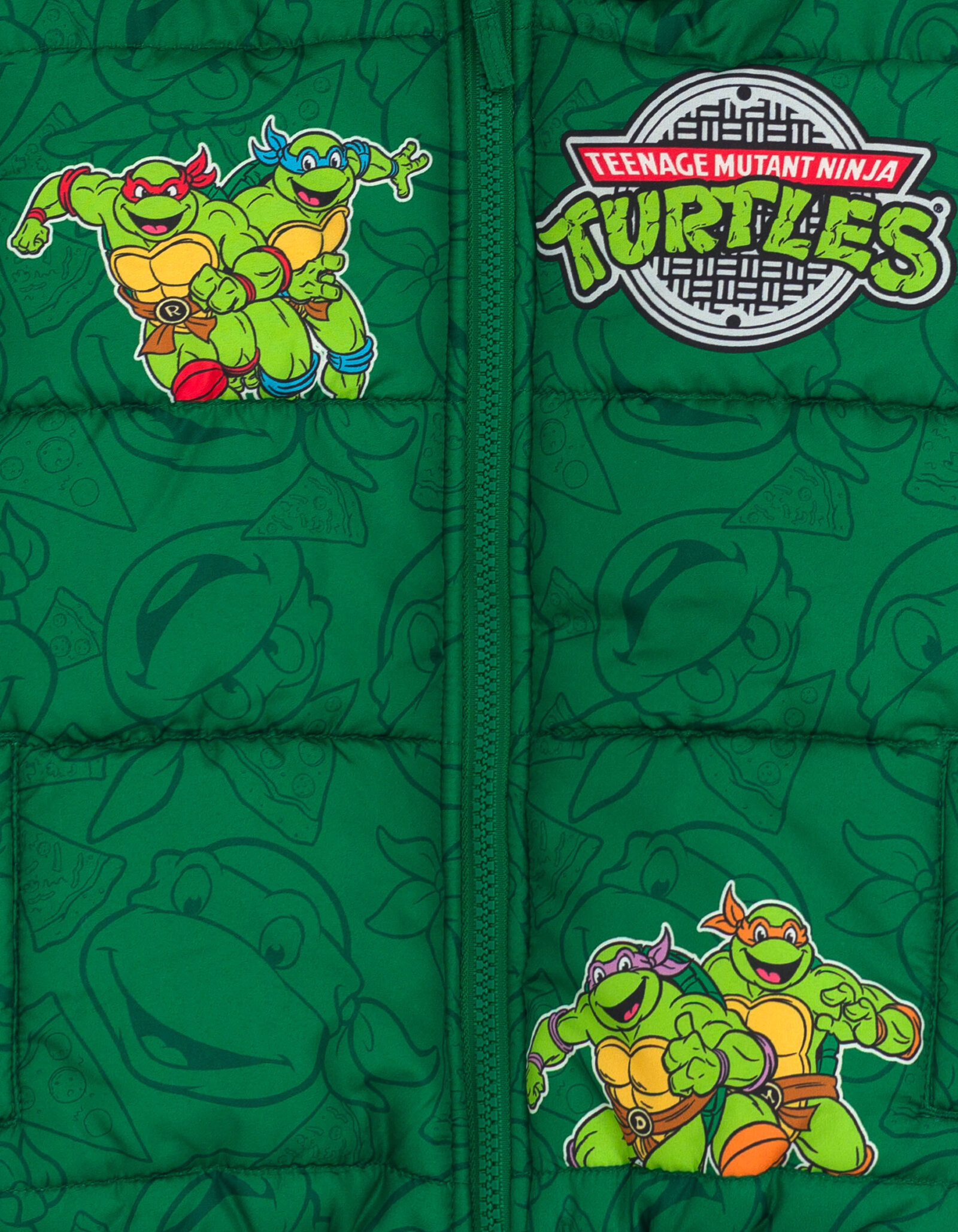 Teenage Mutant Ninja Turtles Boys' Zip-Up Hooded Puffer Jacket