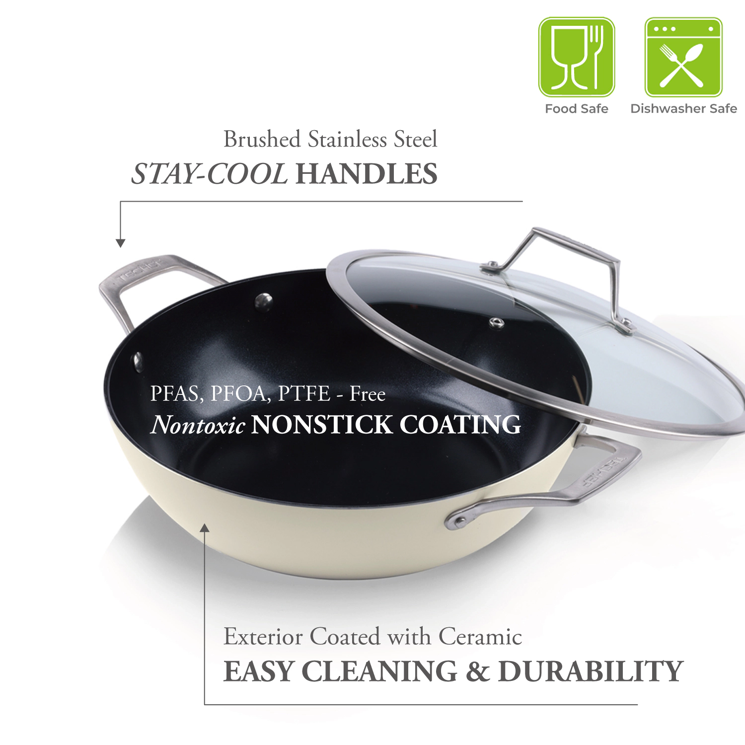 TECHEF ValenCera - 5qt Ceramic Nonstick Chef Pan