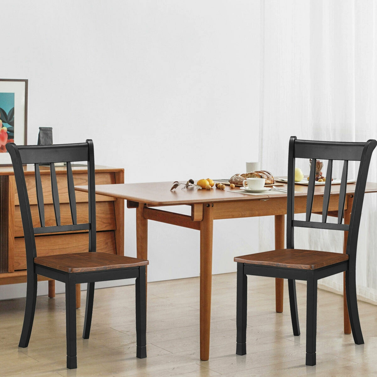 LJG 2 Pieces Solid Whitesburg Spindle Back Wood Dining Chairs