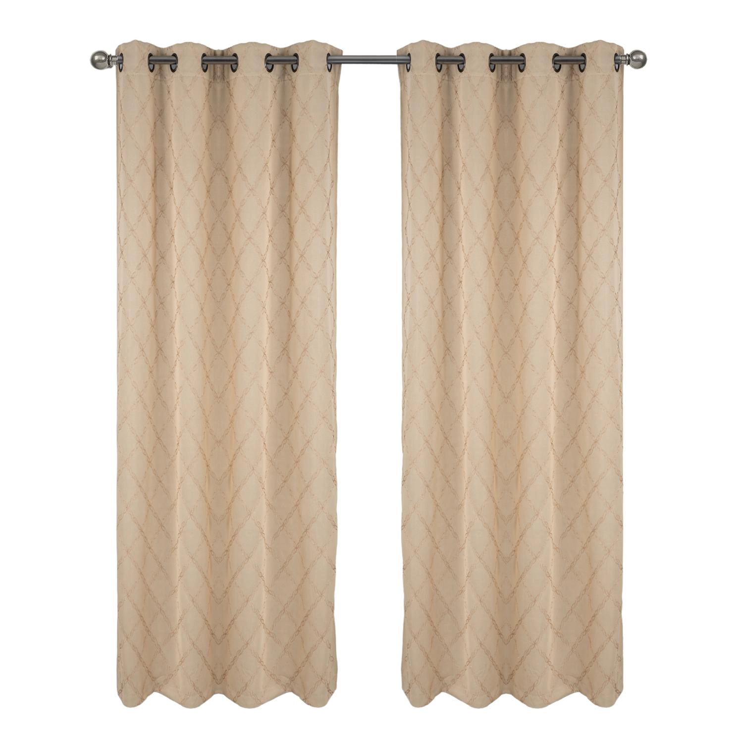 RT Designer Collection Gable Embroidered Blackout Luxurious Decorative Grommet Curtain Panel 54" x 95" Beige