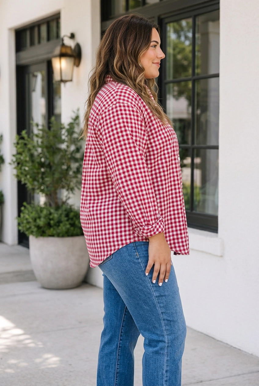 Threaded Pear Rhea Loose Fit Shirt Long Sleeve PLUS Top
