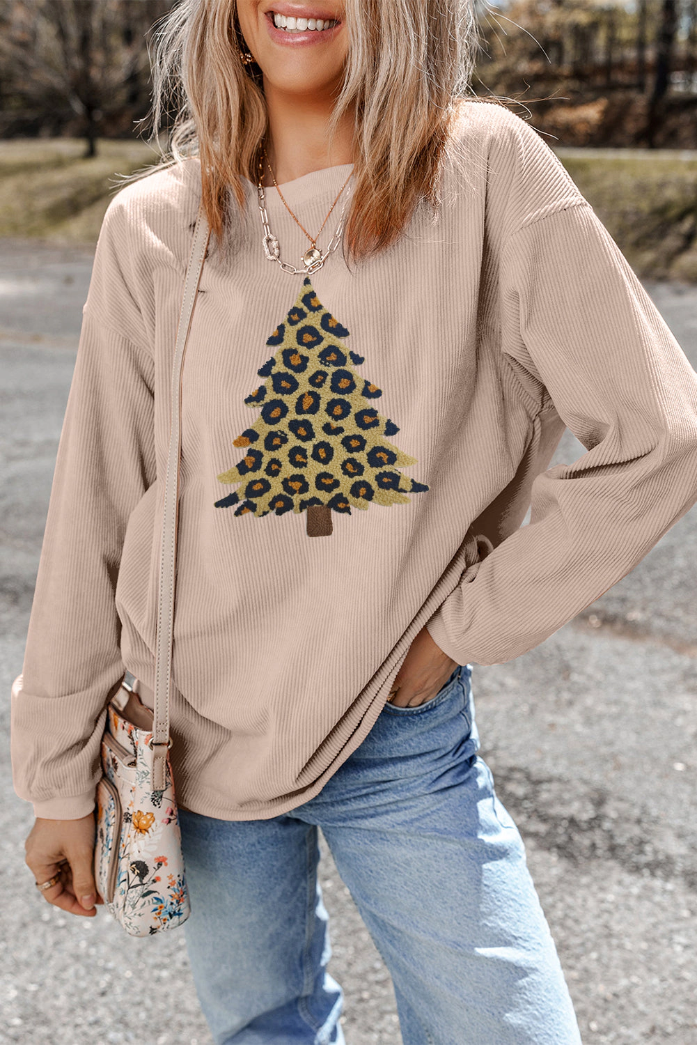 Threaded Pear Women's Milazia Tree Graphic Corded Sweatshirt