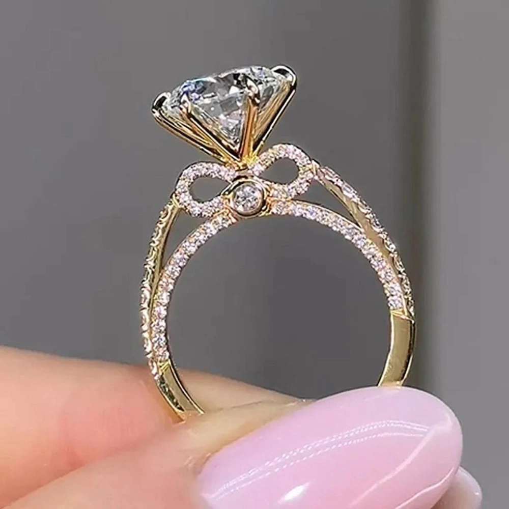 Bow Side Design Engagement Ring for Women