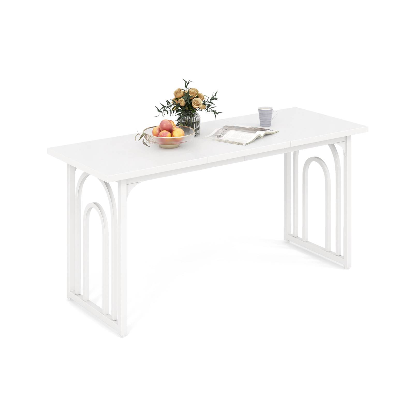 LJG Dining Table for 6-8 People 63 Inch Rectangular Farmhouse Kitchen Table