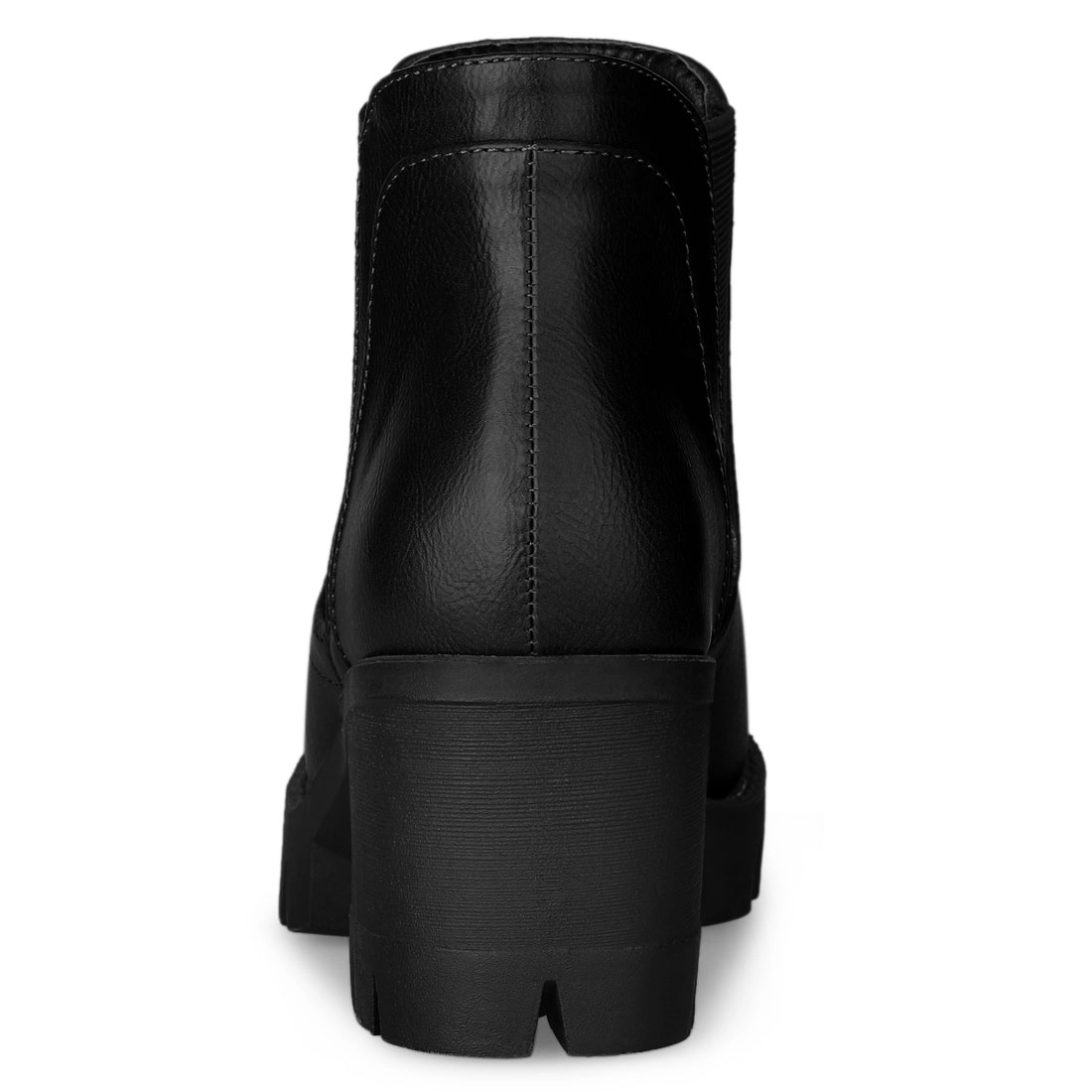 BLISSFUL STEP Women Lug Sole Chunky Heel Chelsea Ankle Boots