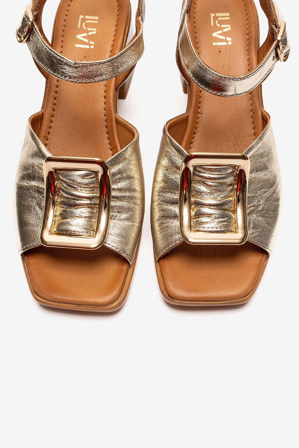 Forever & Always Womens Asha Leather Block Heel Sandal