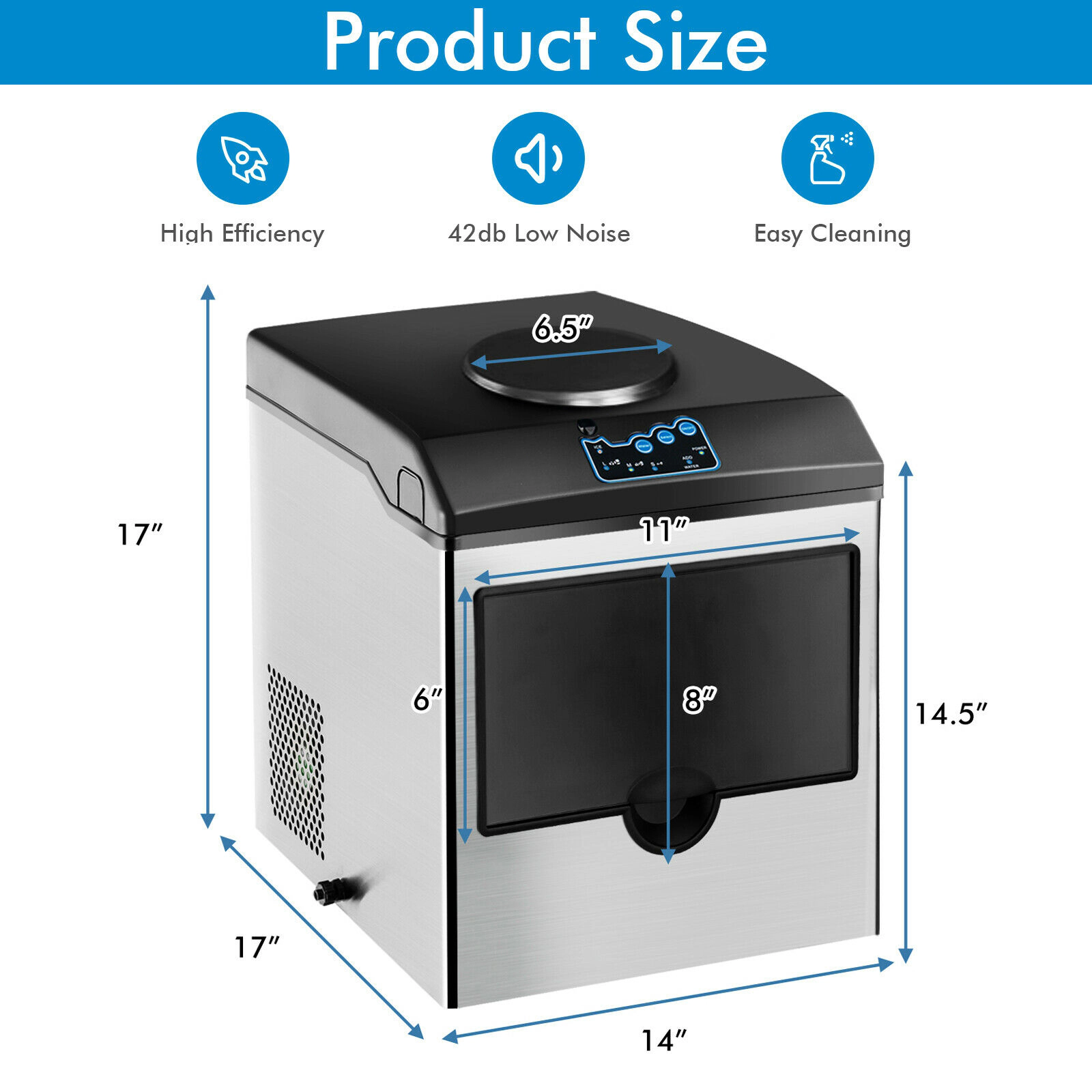 SUGIFT 2-in-1 Stainless Steel Countertop Ice Maker and Water Dispenser with 48-lb Daily Output and Ice Scoop