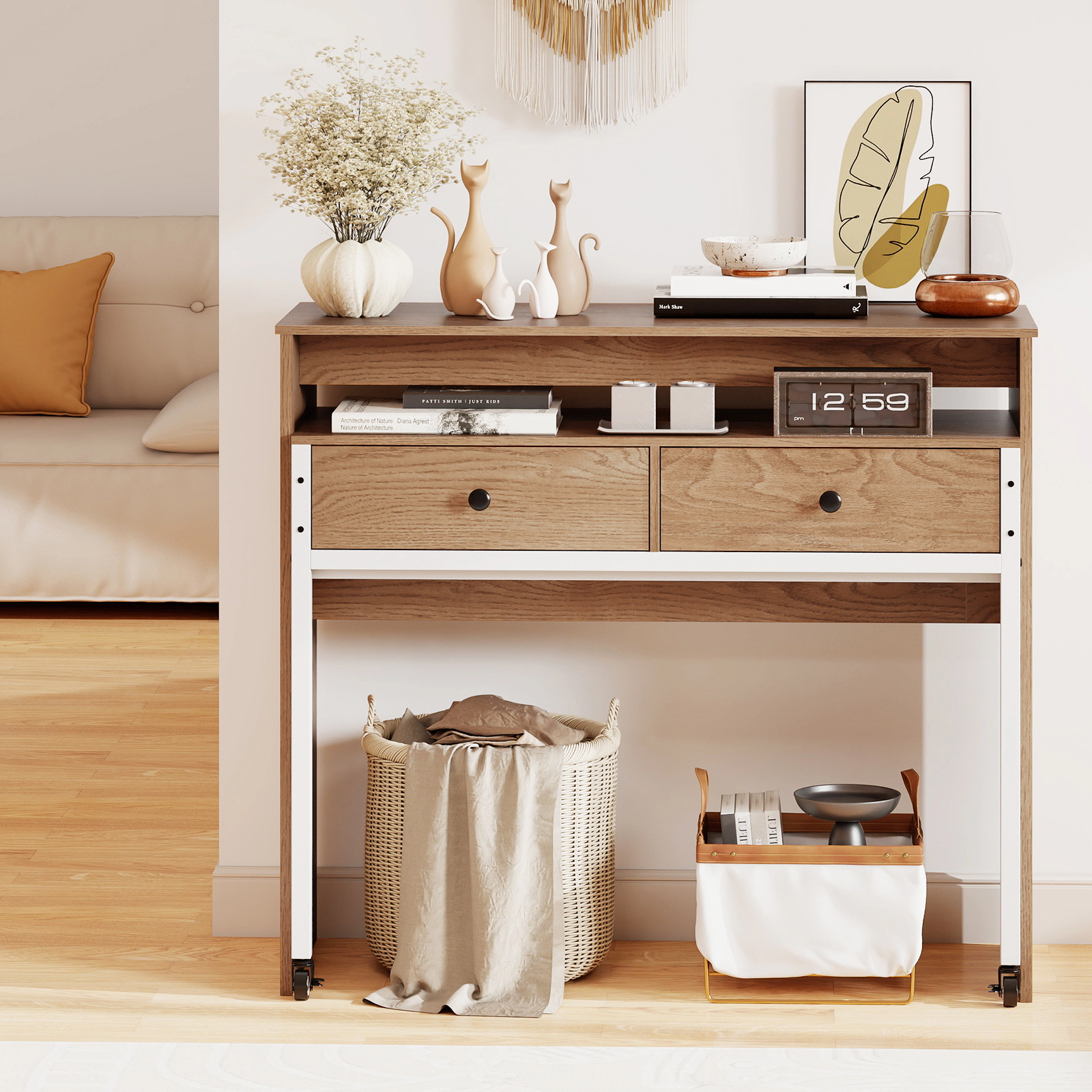 SlickBlue Multifunctional Study Desk with Expandable Work Surface for Home Office