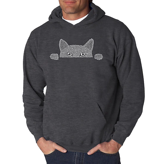 LA Pop Art Peeking Cat - Men's Word Art Hooded Sweatshirt