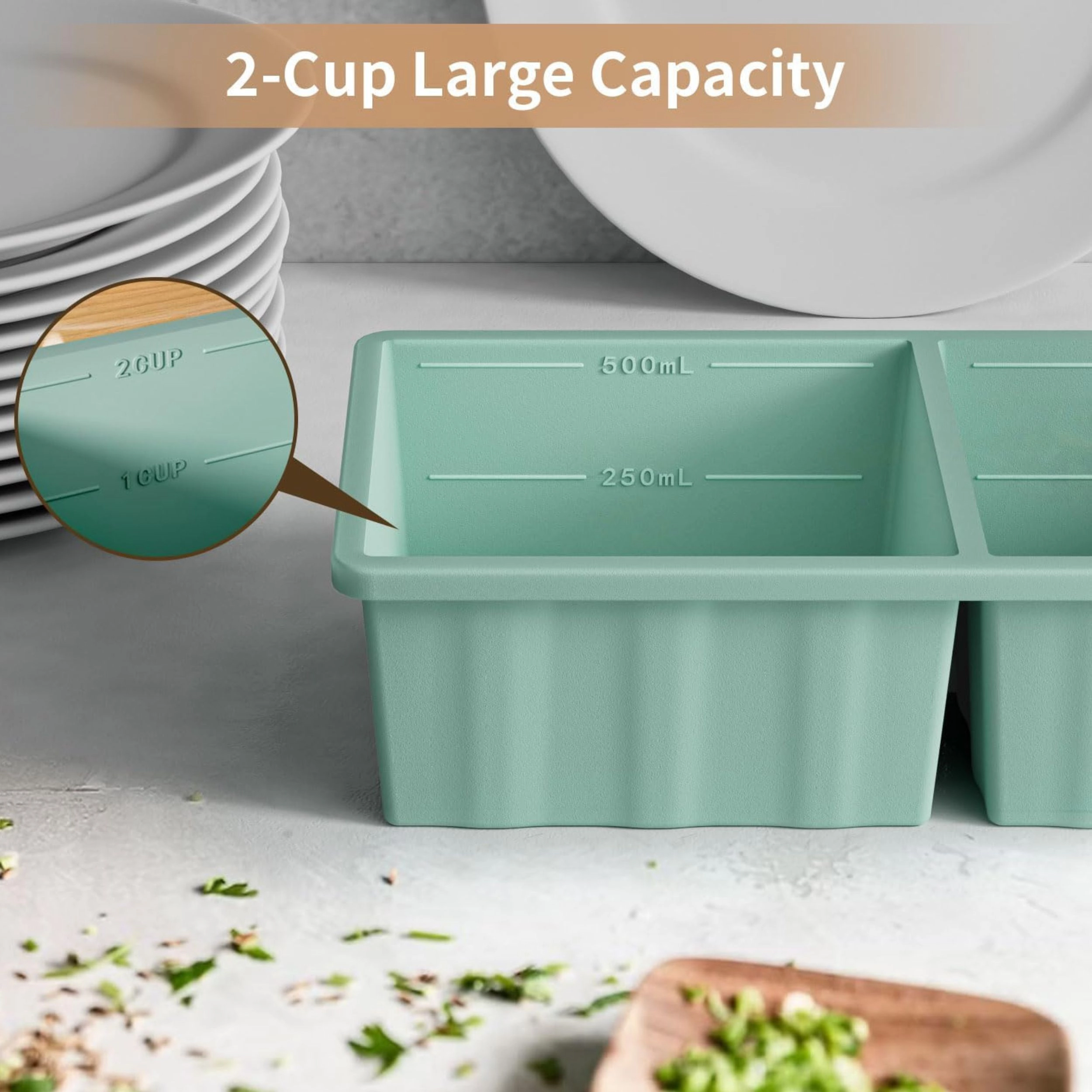 Stock Preferred Pack of 2 Cup Silicone Freezer Trays with Lids for Soup and Meal Prep