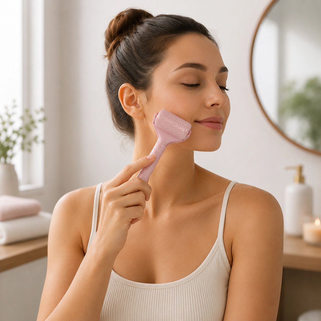 Pursonic Women's Cooling Ice Facial Massage Roller with Extra Large Gel Roller Head for Skin Refresh & Depuffing