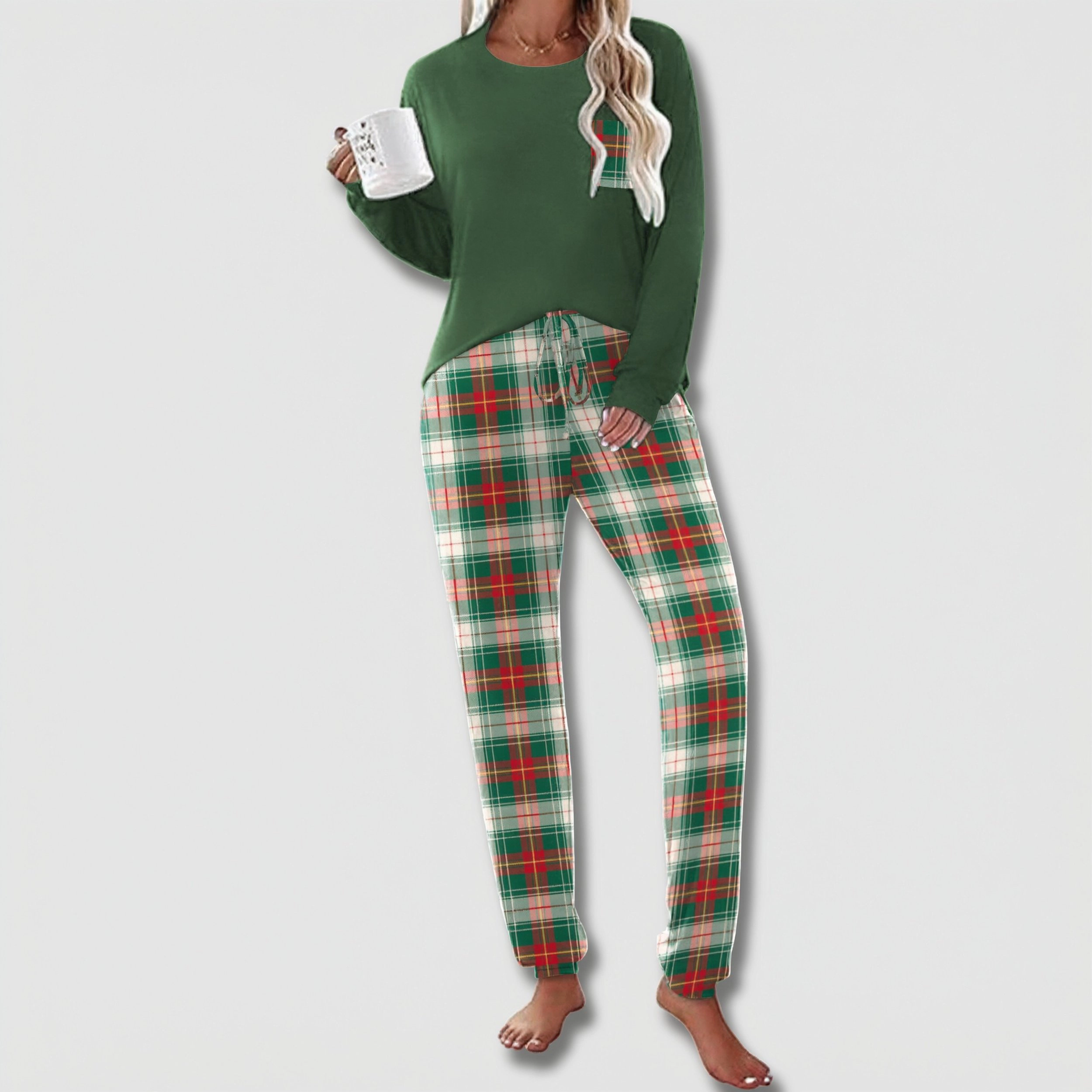 Ekouaer Womens Pajamas Set Long Sleeve Christmas Pajama Sets Lounge for Joggers