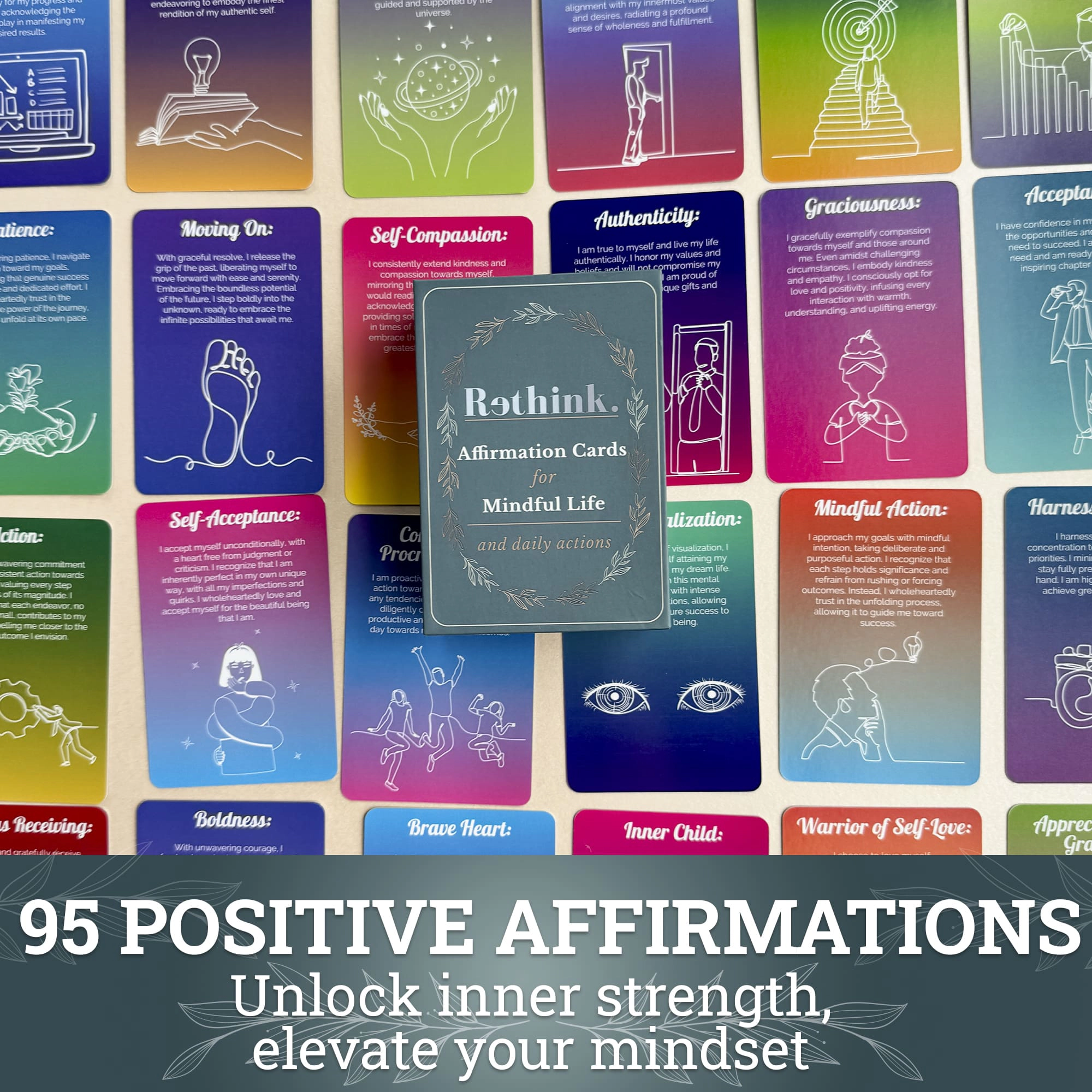 QUOKKA Affirmation, Mindfulness and Meditation Card Set - Self-Reflection, Journaling Emotional Wellness Cards