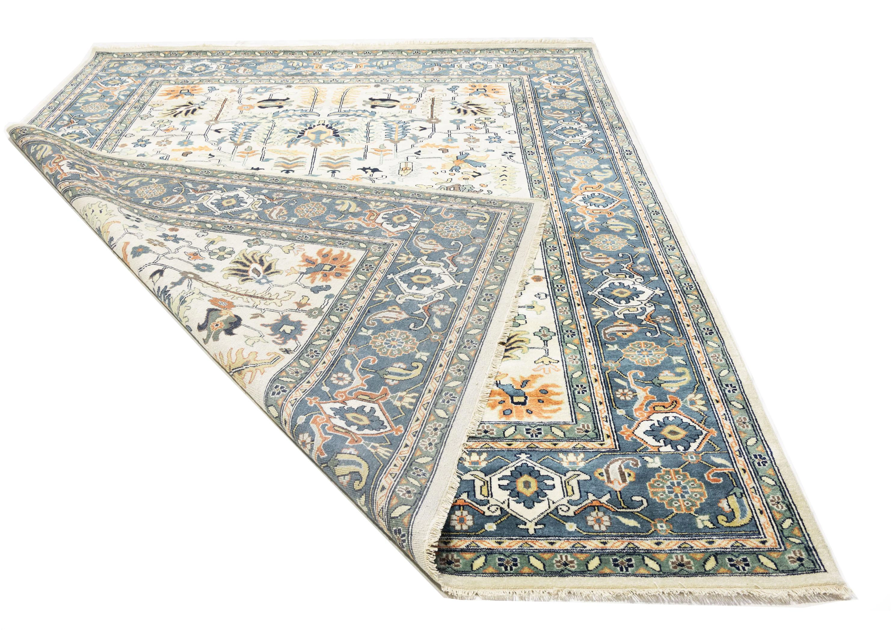 Magic Rugs Cream Geometric Transitional 9x12 Chobi Oriental Rug