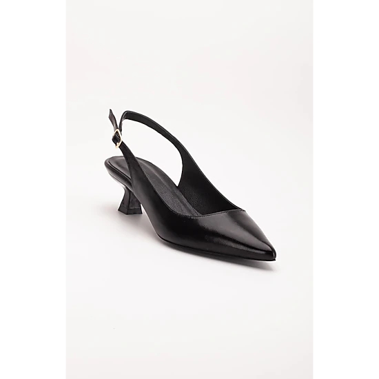 Forever & Always Womens Lety Slingback Kitten Heel Leather Pumps
