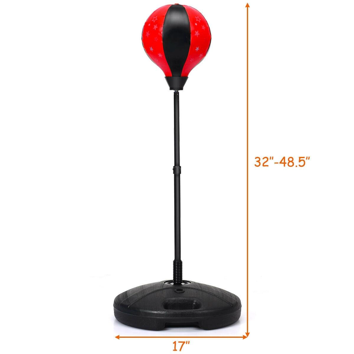 SUGIFT Adjustable Kids Stand Punching Bag Toy Set with Boxing Gloves 32-48.5-in Tall Ages 3+ Pink+White Black+Red
