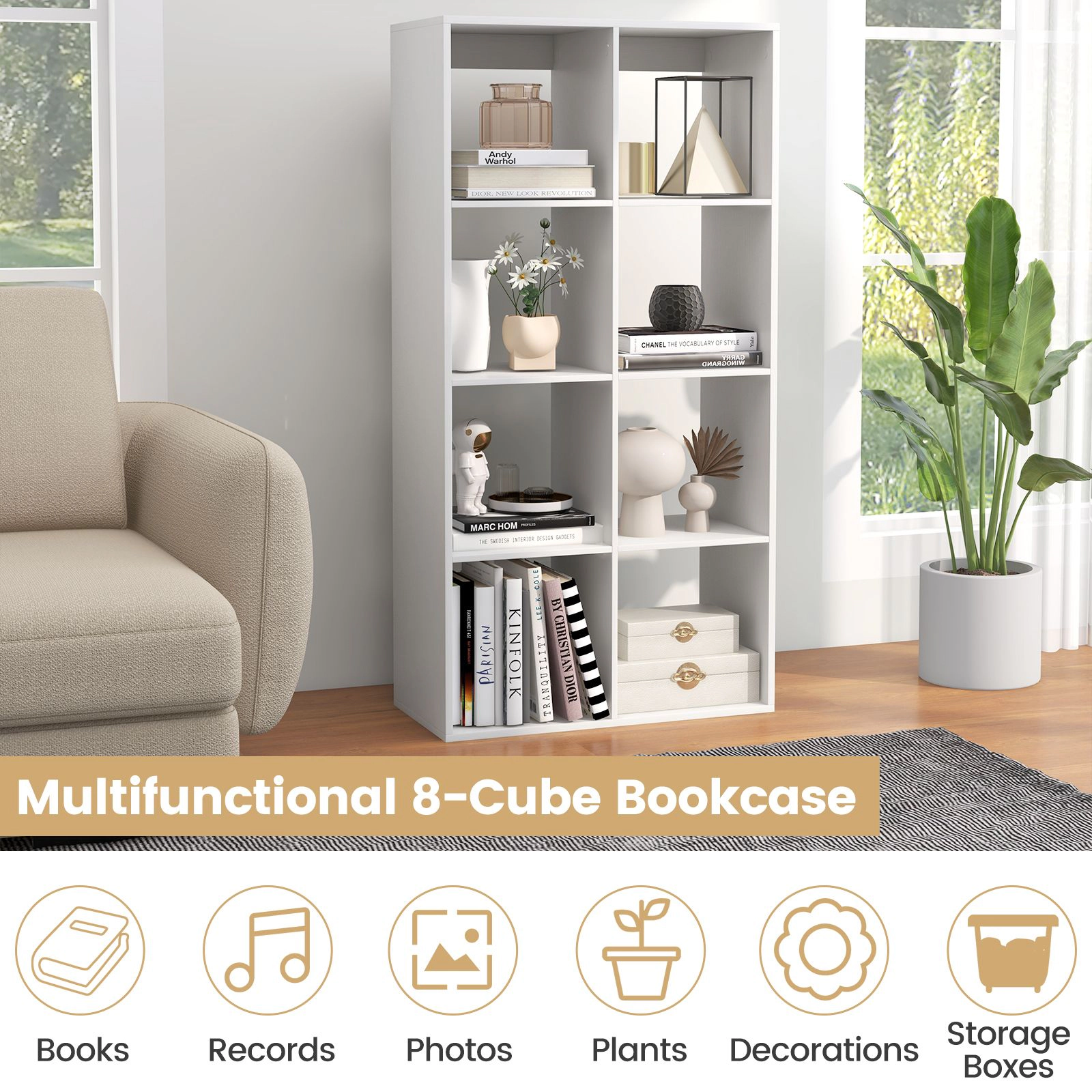 Slickblue 8 Cube Storage Organizer with Open Back Shelves
