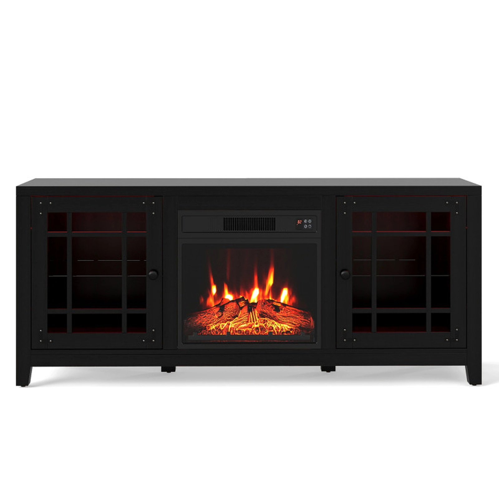 SUGIFT 1400W 18-in Electric Fireplace RGB LED App Control TV Stand 58-in x 16-in x 25-in 5000 BTU 65-in TV Black