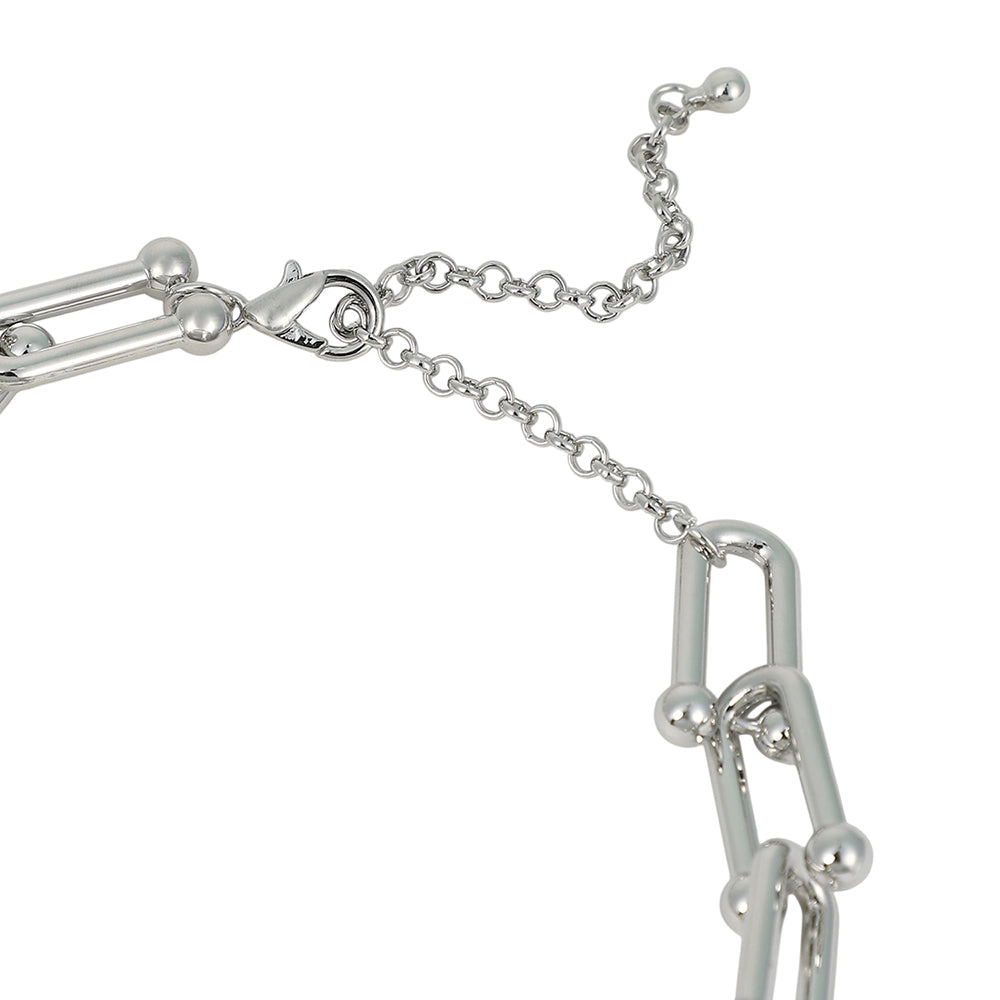 SOHI Women's The Chunky Clip-Link Chain Necklace - Chrome Silver