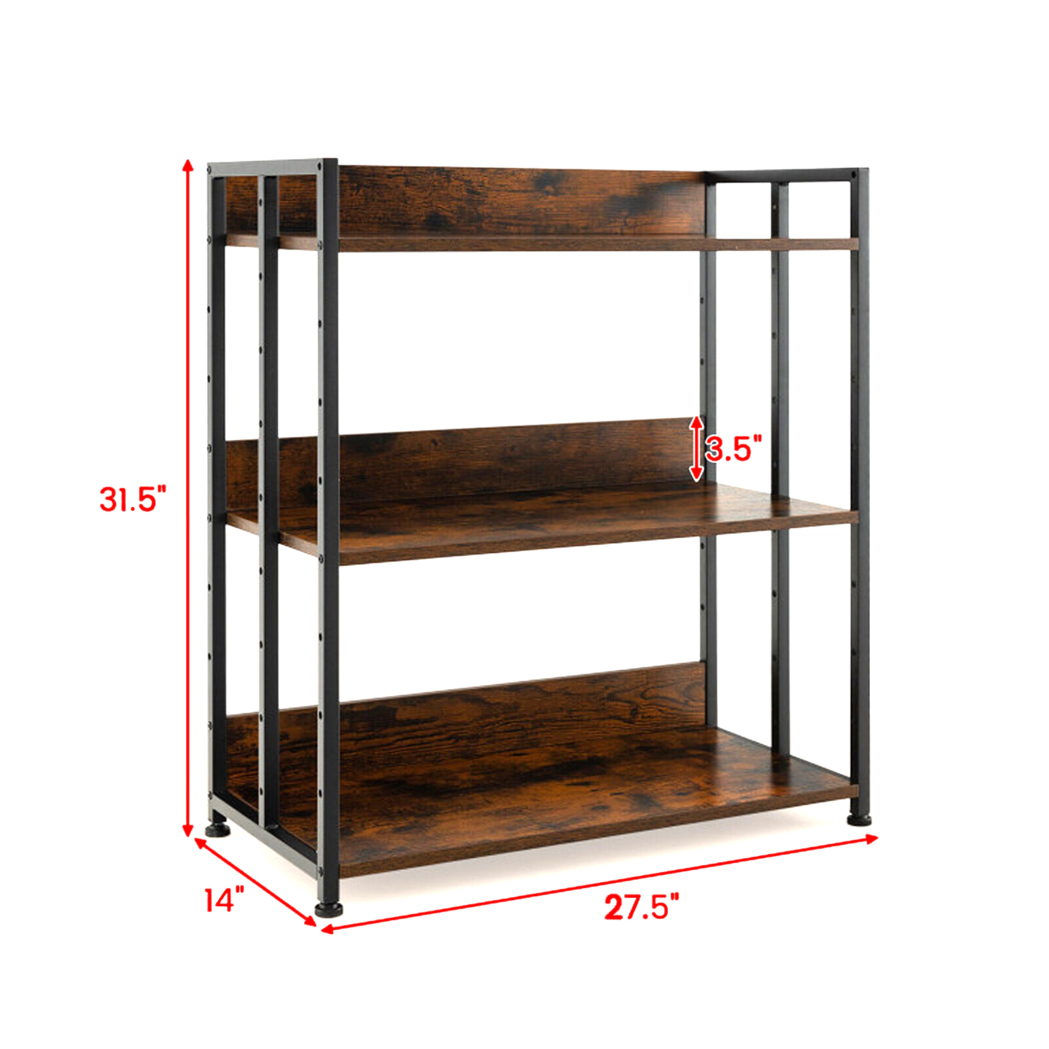 Hivvago Contemporary 3-Tier Adjustable Storage Bookcase for Living Spaces