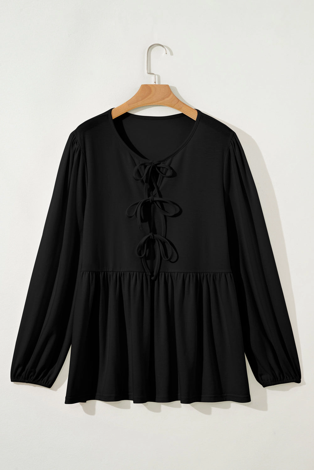 Threaded Pear Meilani Sleeve Peplum Blouse Long PLUS Top