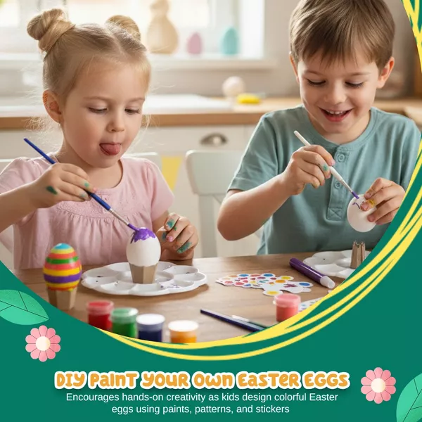 Sperric Easter Egg Painting Kit, DIY Nontoxic Paint Your Own Easter Eggs Craft Set w/ Paints Brushes & Stickers for Kids