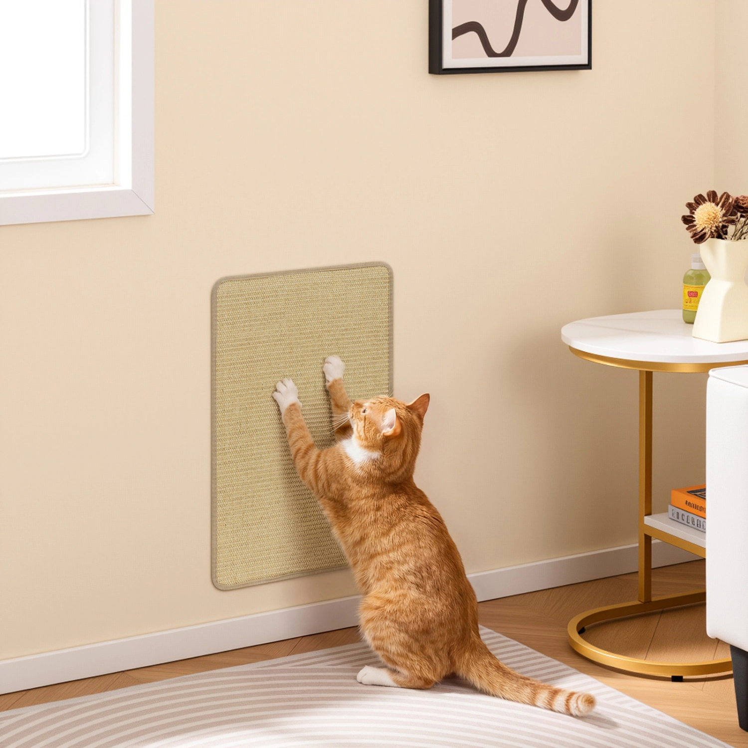 SUGIFT 24 x 16 Inch Cat Scratcher Mat Set Natural Sisal 6 Piece Pack