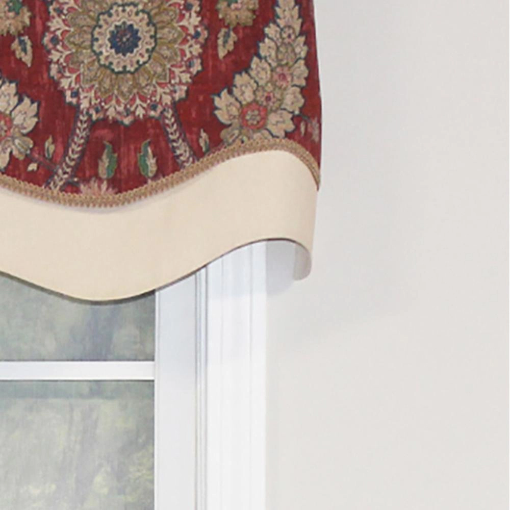 RLF Home Wakeshire Glory Valance Garnet. 3" Rod Pocket, Layered, Trimmed. 50"W X 16"L