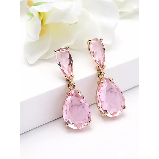 AGP PARIS Womens Double Teardrop Crystal Drop Earrings