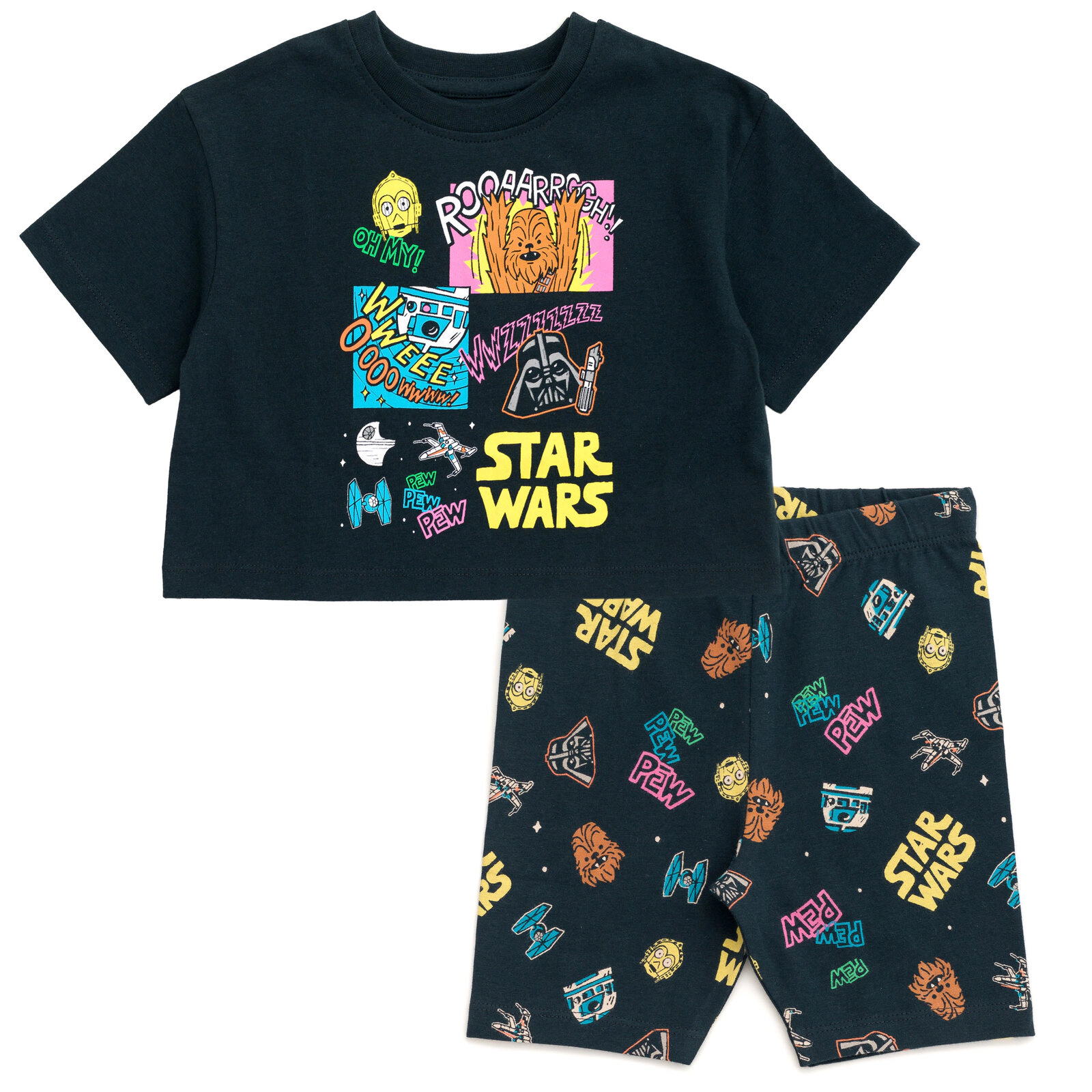 Star Wars Girls' 2-Piece Cropped Tee and Bike Shorts Set