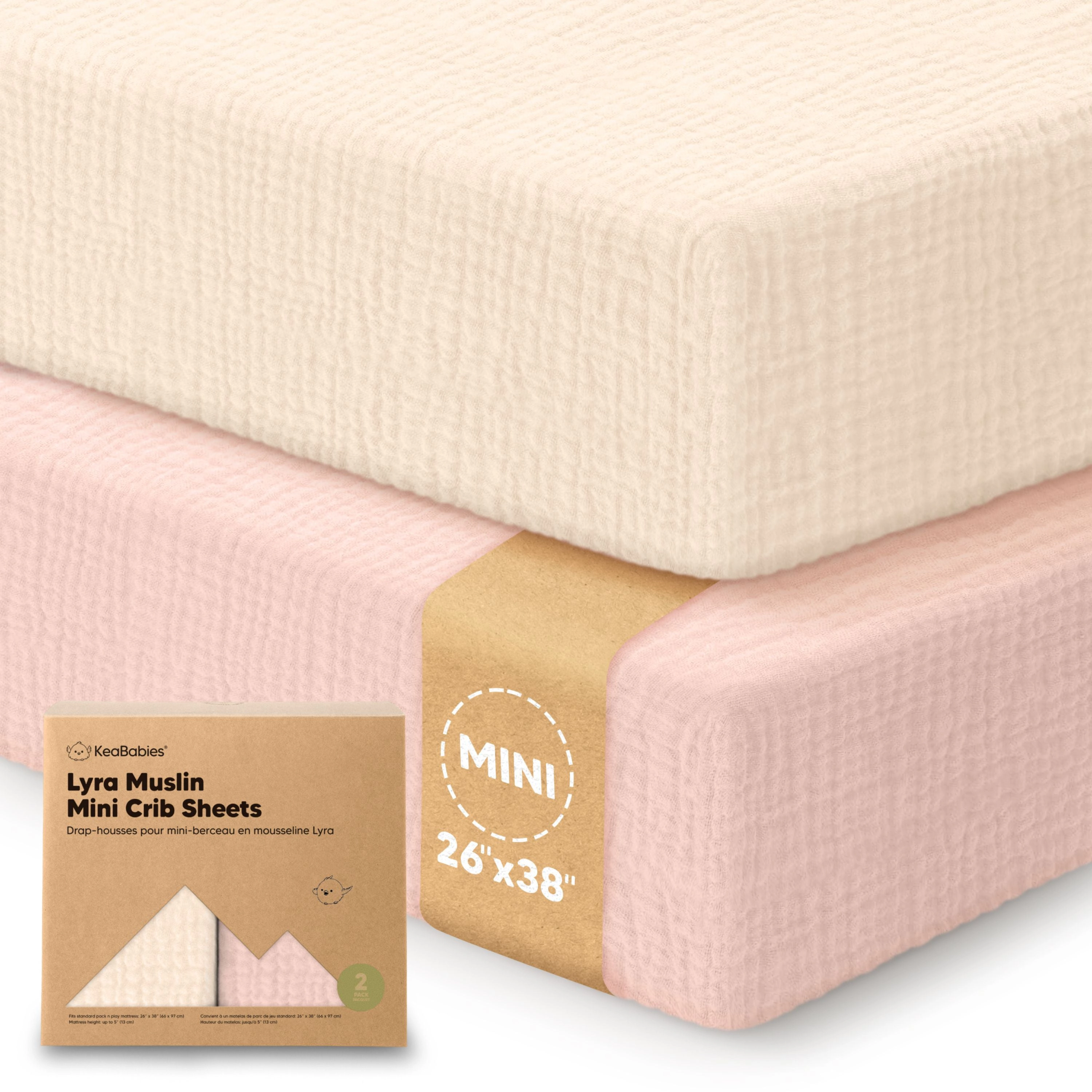 KeaBabies 2-Pack Lyra Muslin Mini Crib Sheets