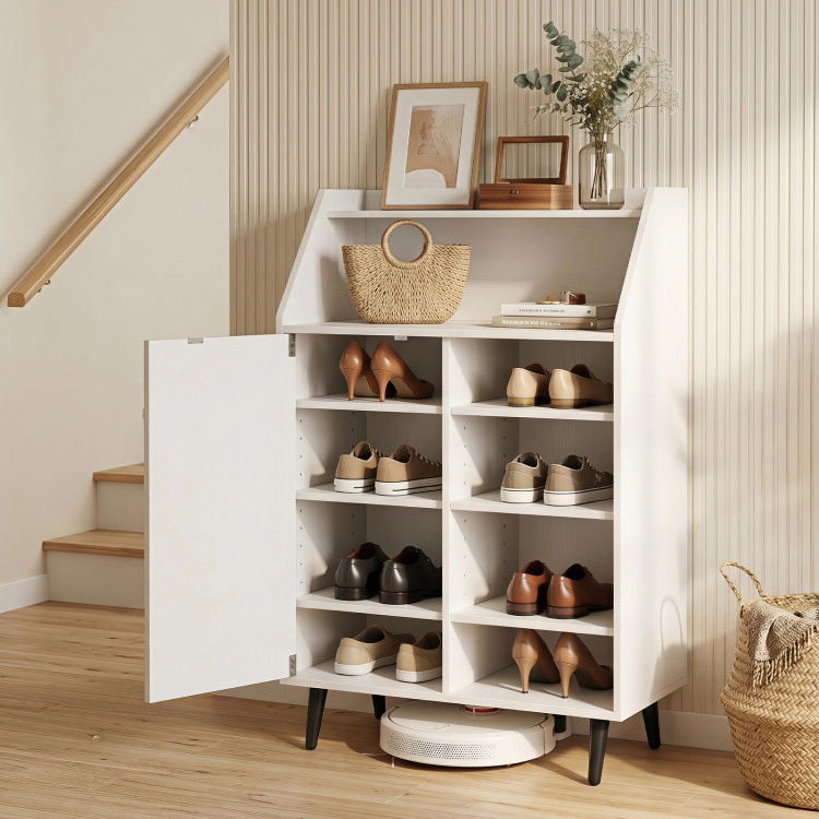 Hivvago Shoe Storage Cabinet with 2-Tier Open Compartment and 4-Tier Adjustable Shelf