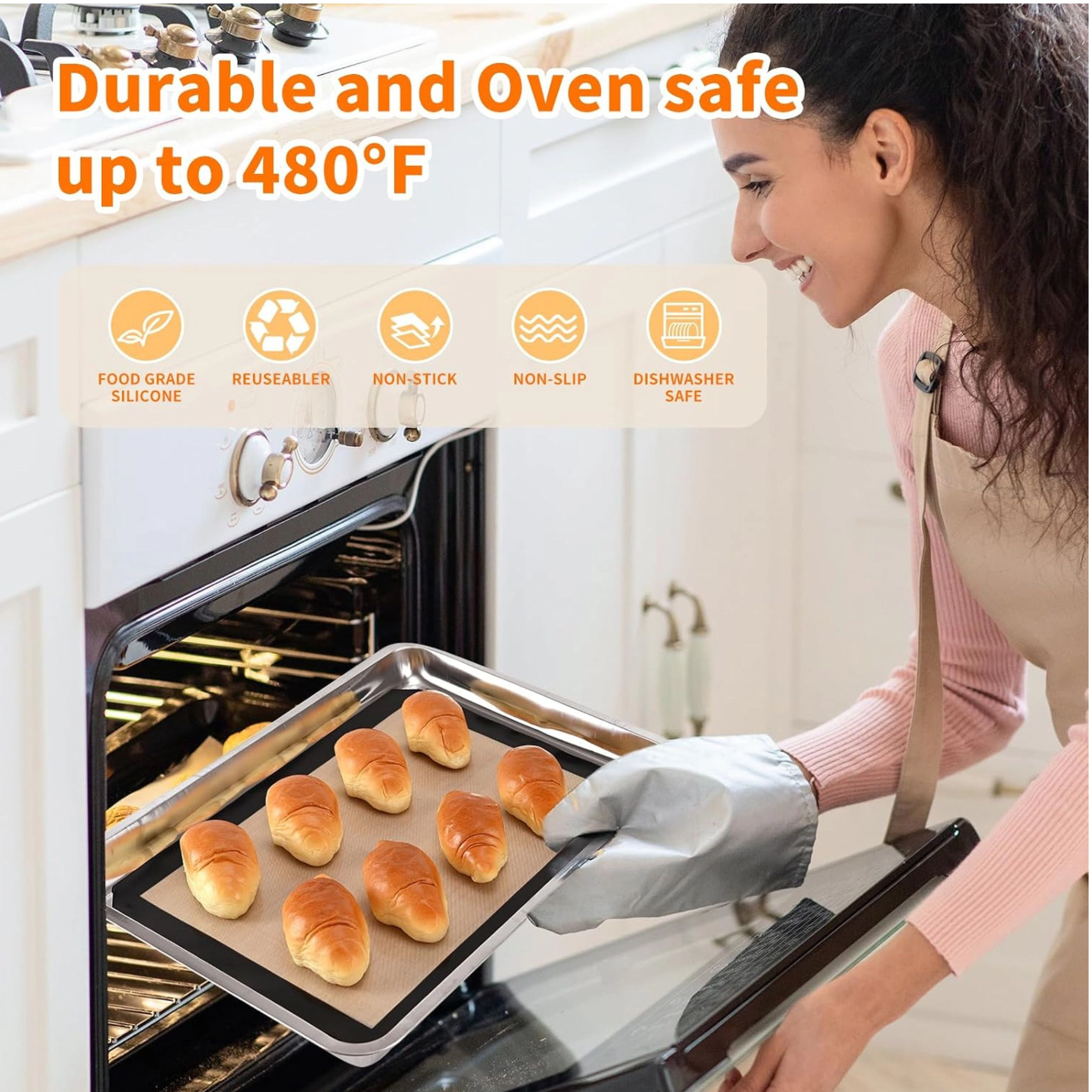Stock Preferred Pack of 2 Reusable Nonstick Silicone Baking Mats 16.54x11.62 Inch