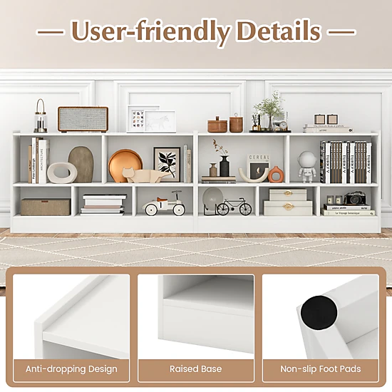 SUGIFT Kids 2-Shelf 5-Cube Wood Toy Storage Bookcase 132-lb Top Capacity 44-in Wide White