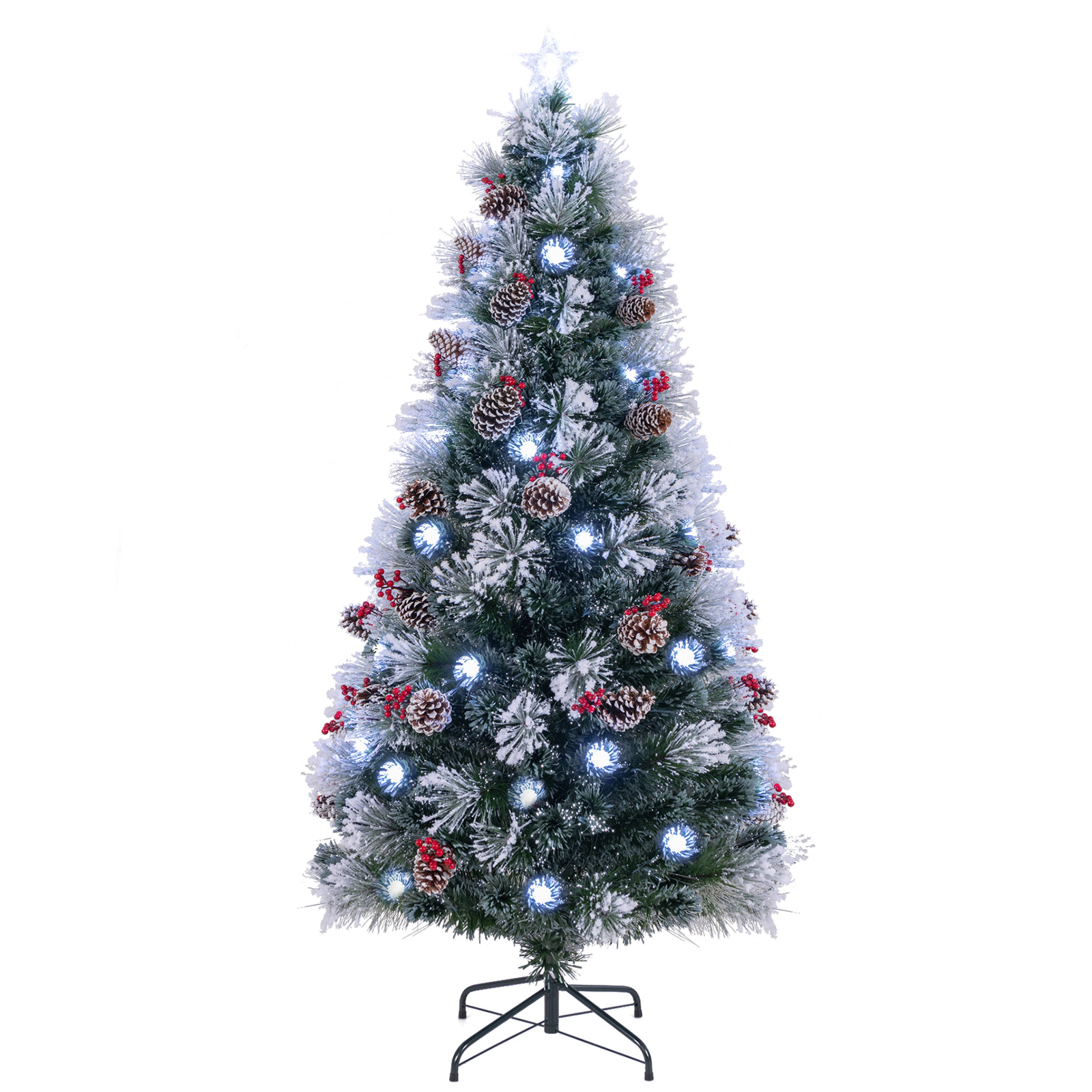 LJG 7 FT Flocked Christmas Tree with 8 Lighting Modes