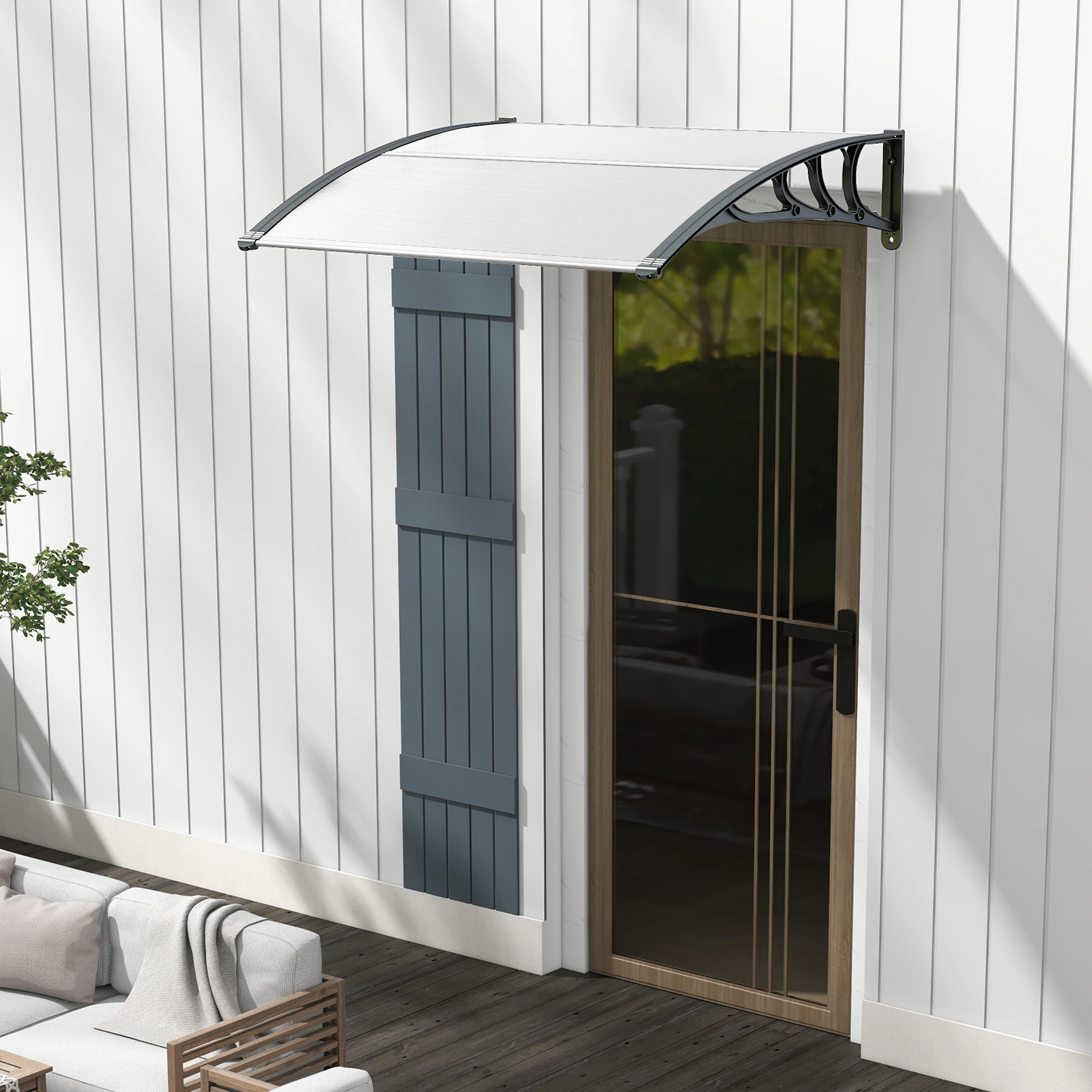 SUGIFT 48 x 40-in Outdoor Front Door Window Awning Door Canopy 44-lb Capacity 1-Piece Patio Umbrella Cover Gray