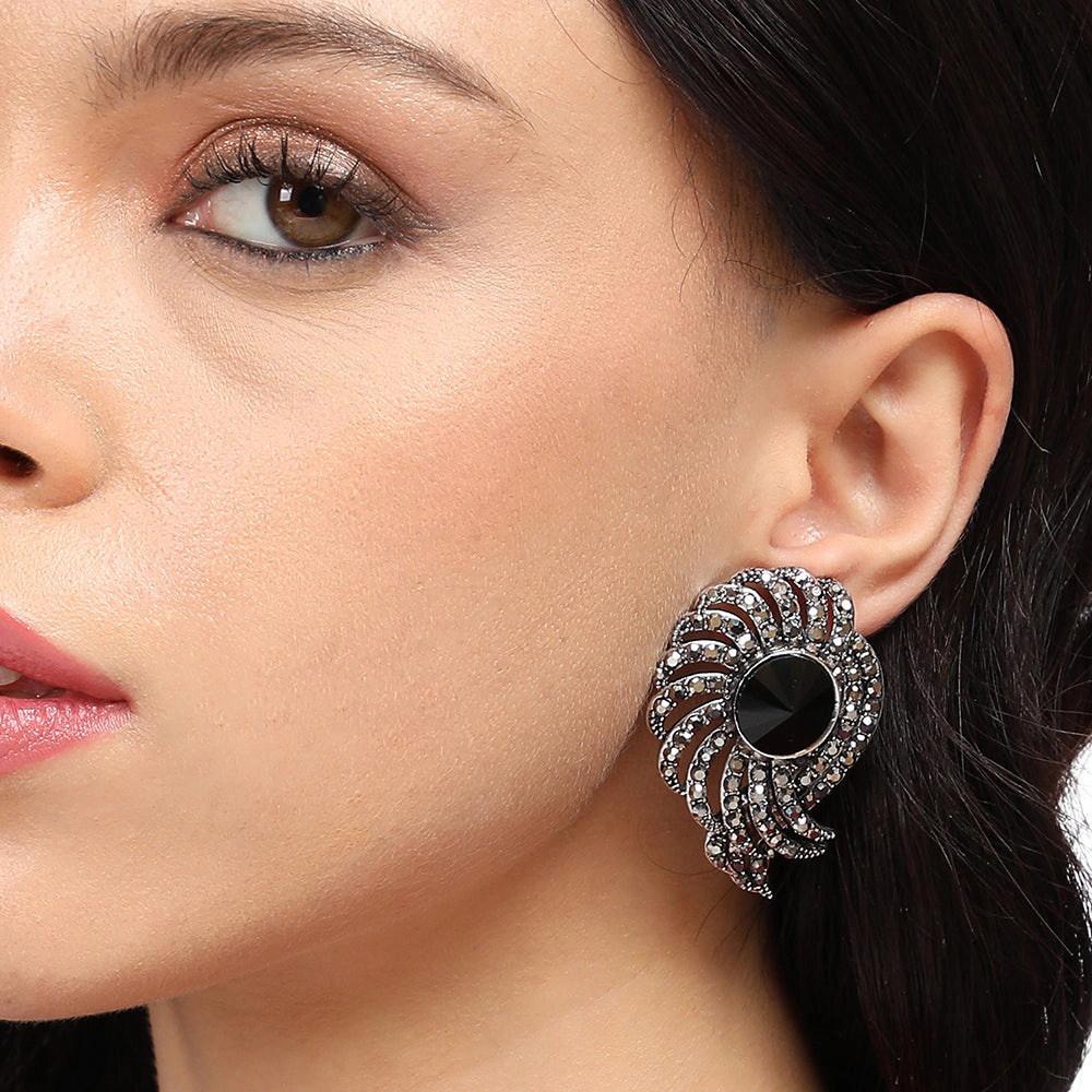 SOHI Women's Stone Spiral Drop Earrings
