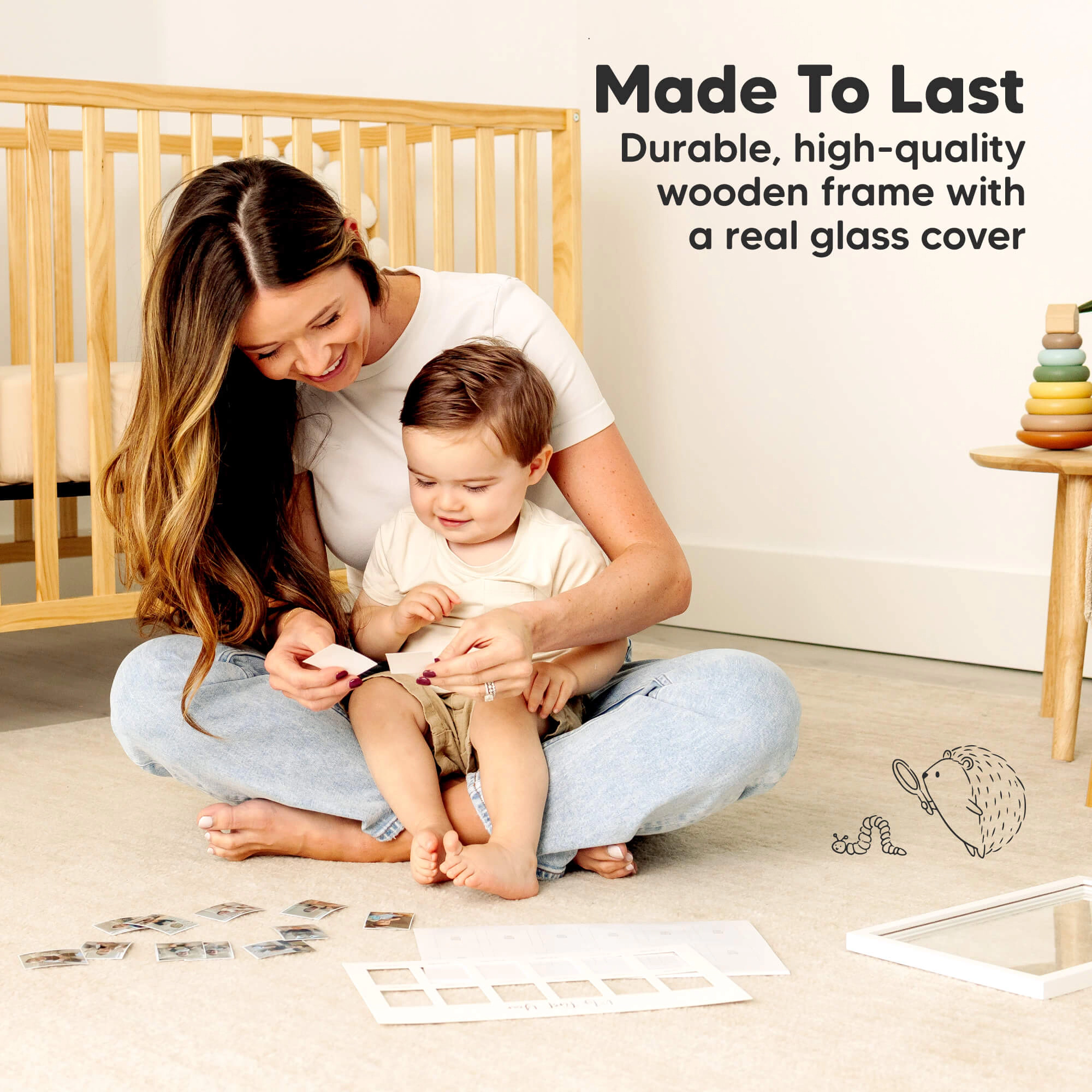 KeaBabies Nova Baby's First Year Picture Frame for Baby Boys, Girls