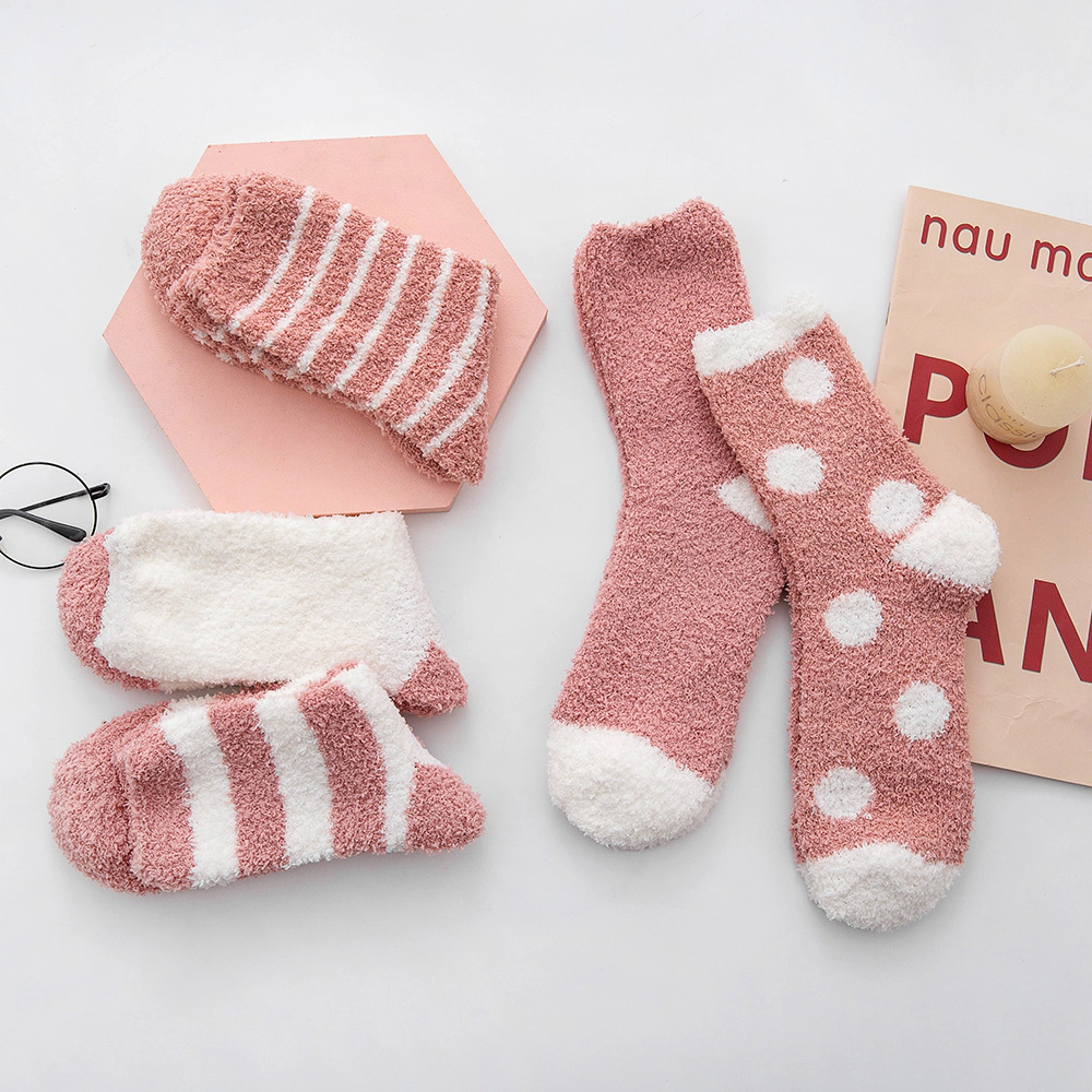 Wardrobe Whimsy 5 Pairs Women Soft Fuzzy Fluffy Cozy Warm Sleeping Slipper Socks