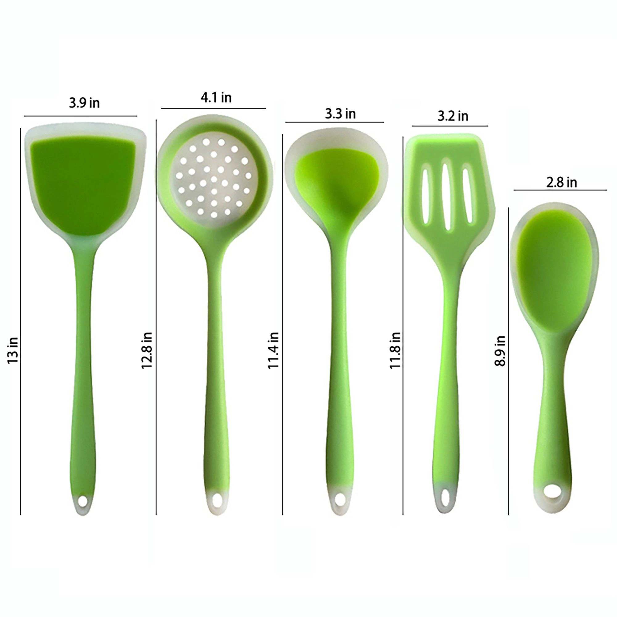 Alilang Women 5-Piece Silicone Kitchen Utensil Set with Spoon, Spatula and Strainer