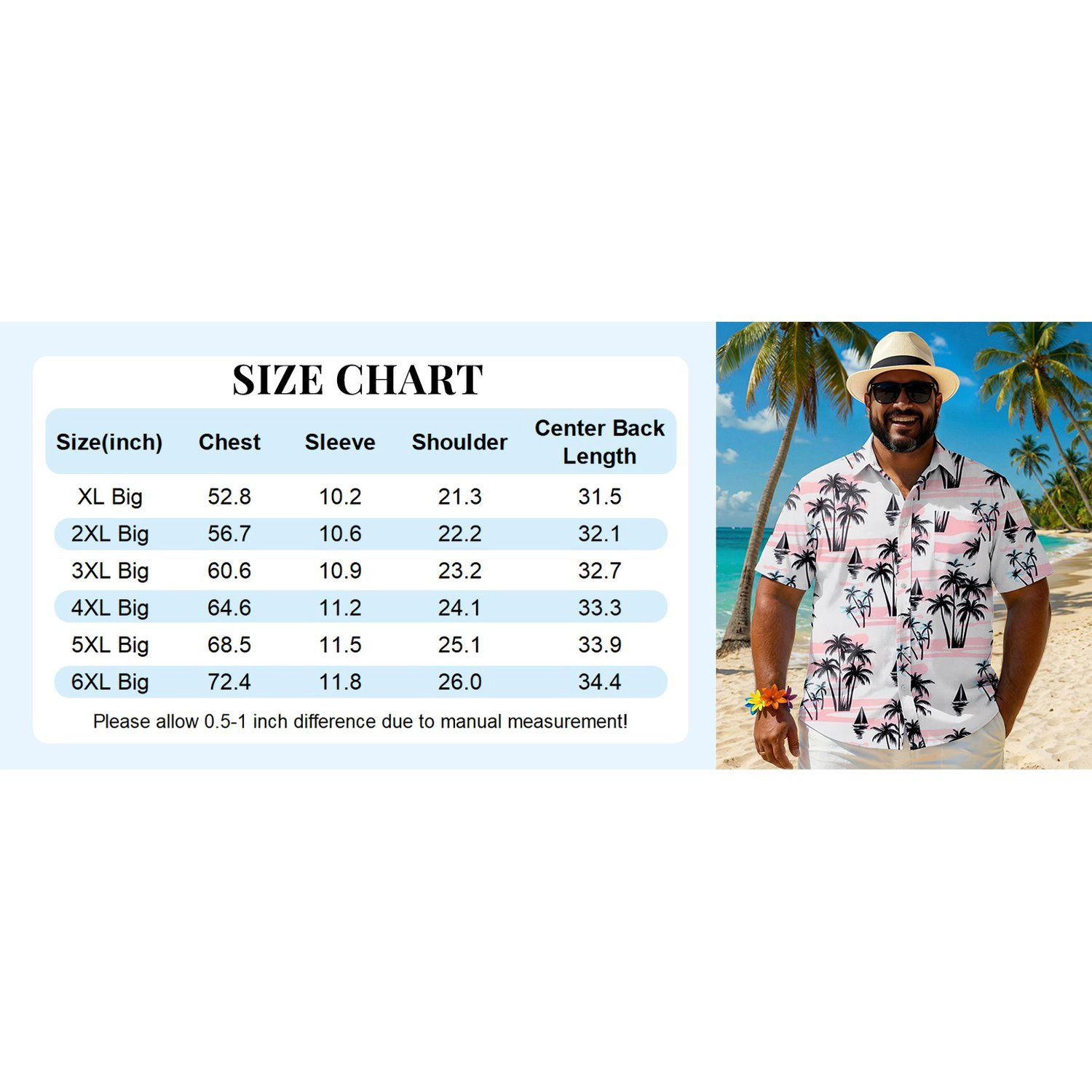 COOFANDY Mens Palm Tree Print Hawaiian Shirt Short Sleeve Button Down Casual Tops