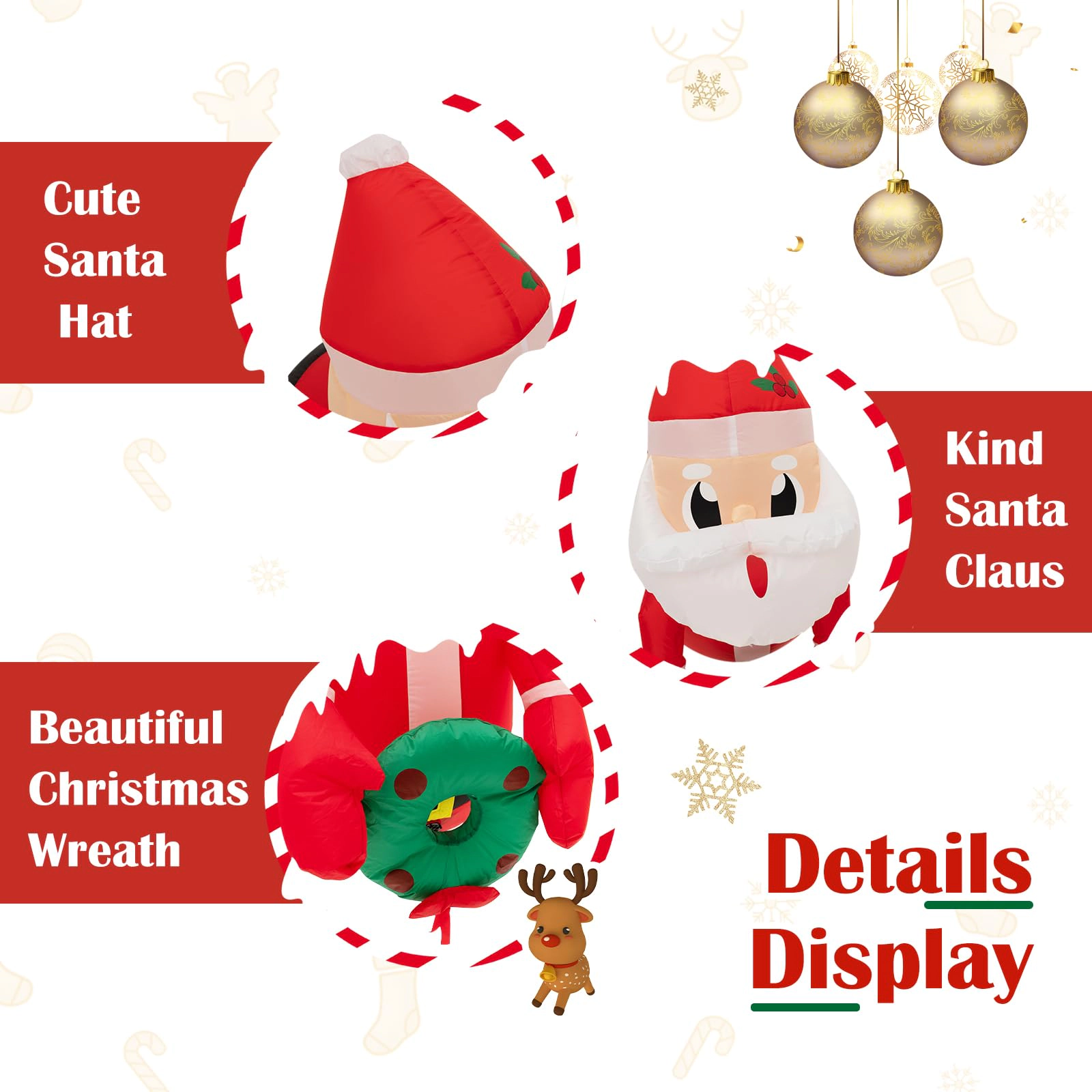 Glintex 3.3-Ft Inflatable Santa Window Breakout with Suction Cups and LED Lights, Red