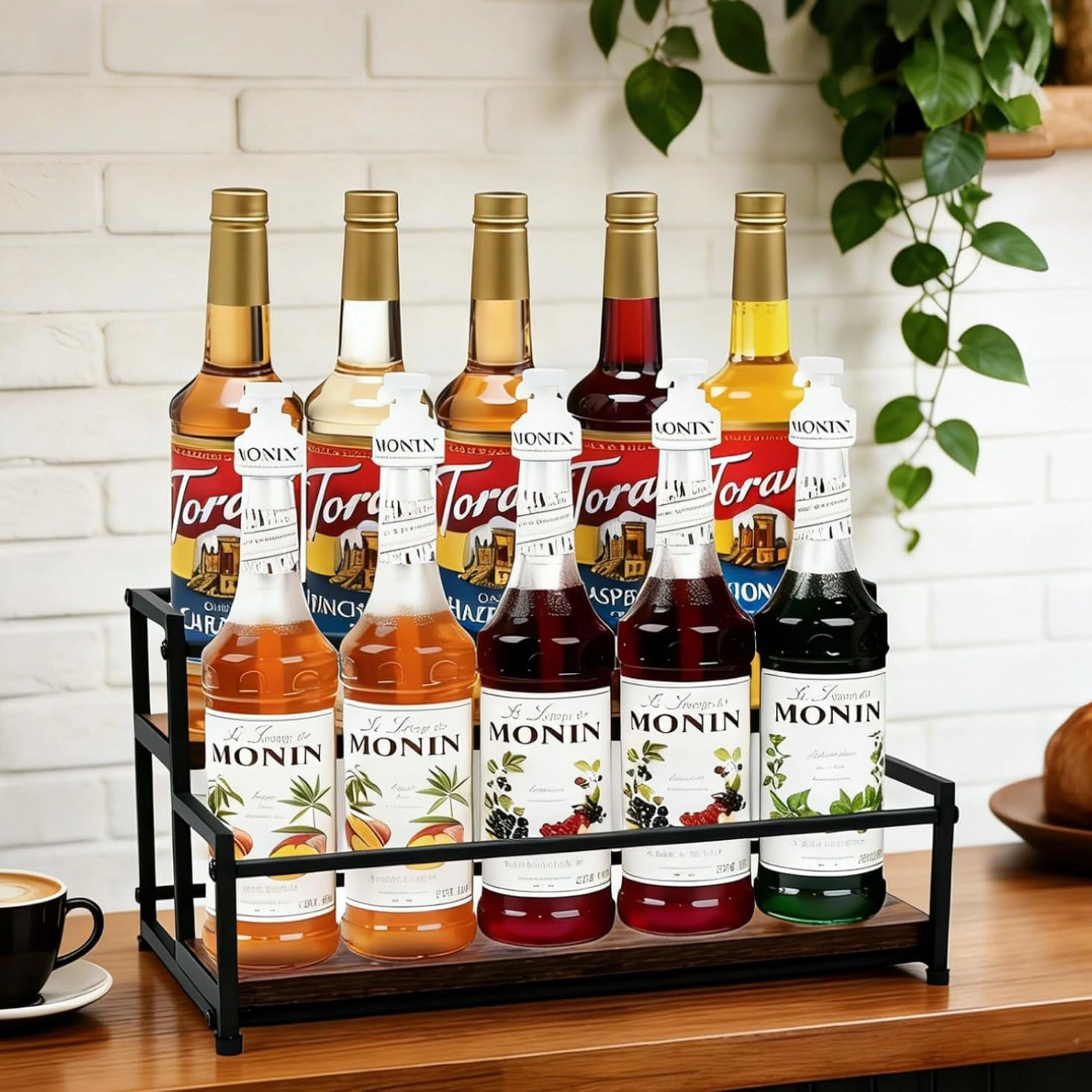 Stock Preferred Metal Coffee Syrup Rack Organizer 10 Bottle Countertop Holder