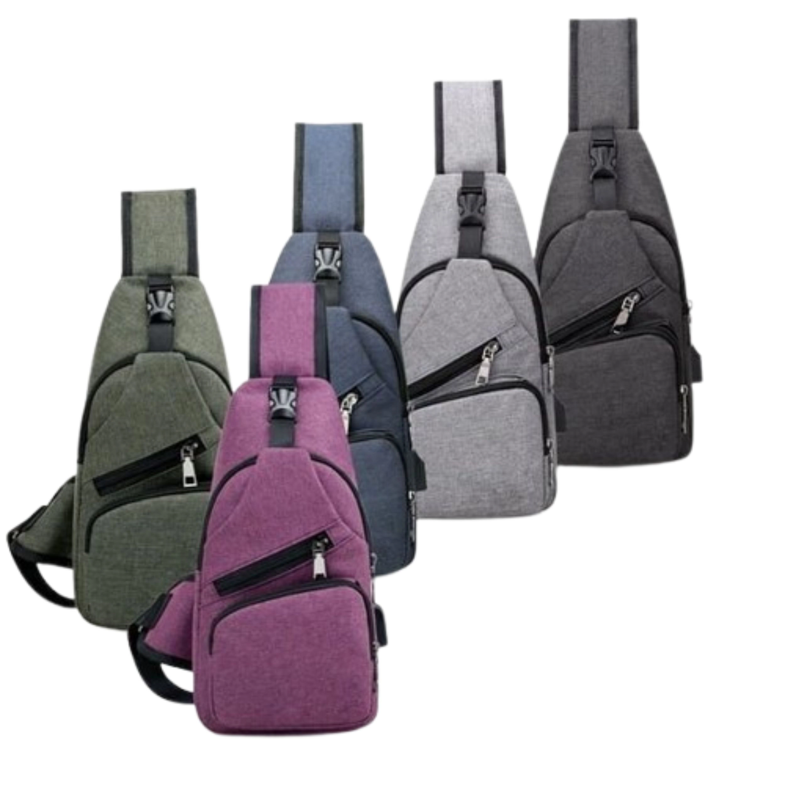 Home Collection Men’s Sling Chest Backpack with USB Charging Port