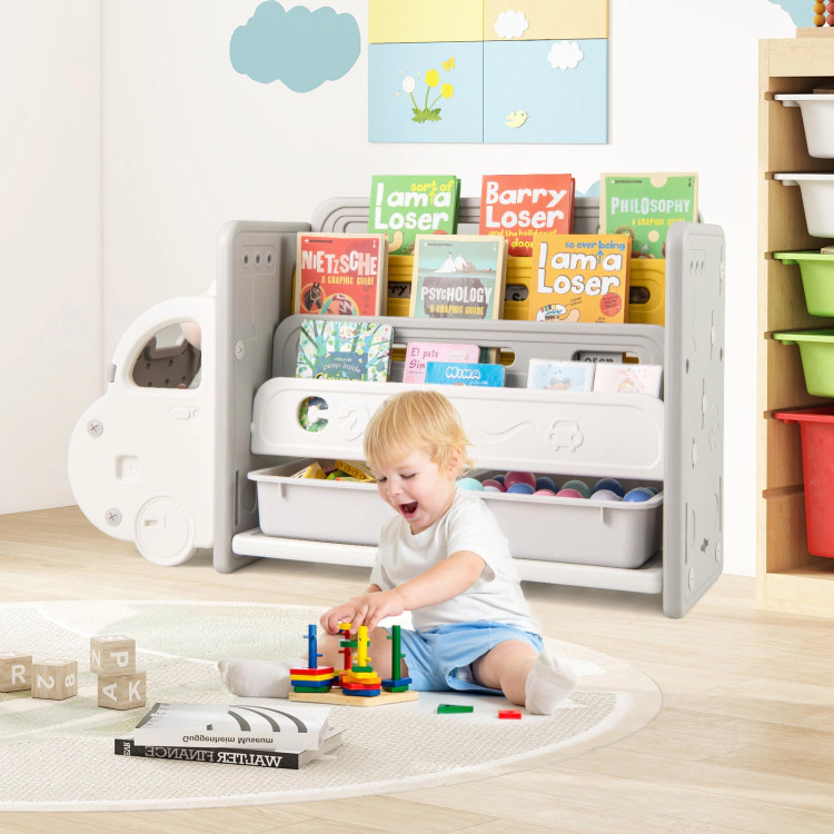Hivvago Car Themed Kids Toy Storage and Bookshelf