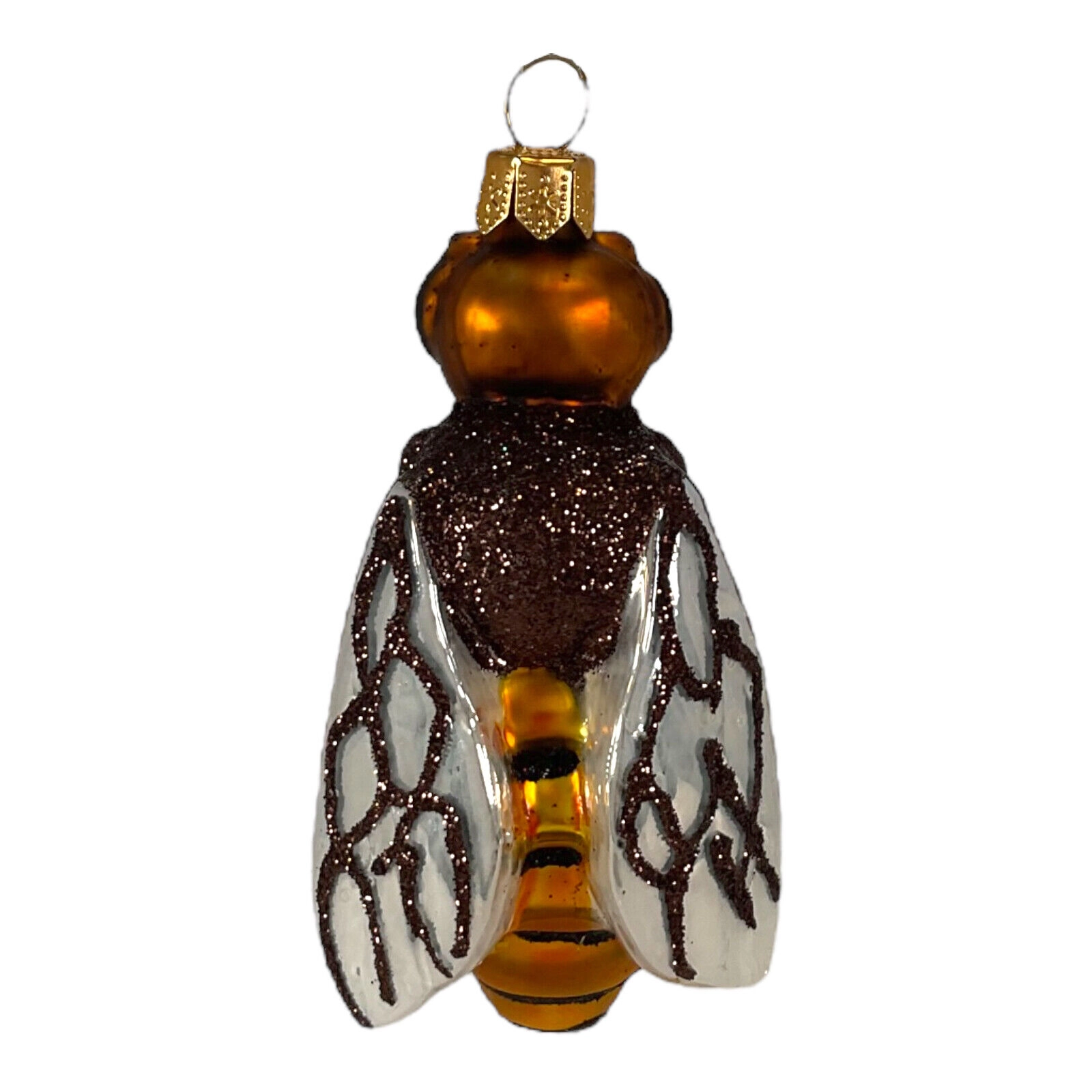 Pinnacle Peak Trading Company Yellow Honey Bee Polish Blown Glass Hanging Christmas Tree Ornament 3 inch