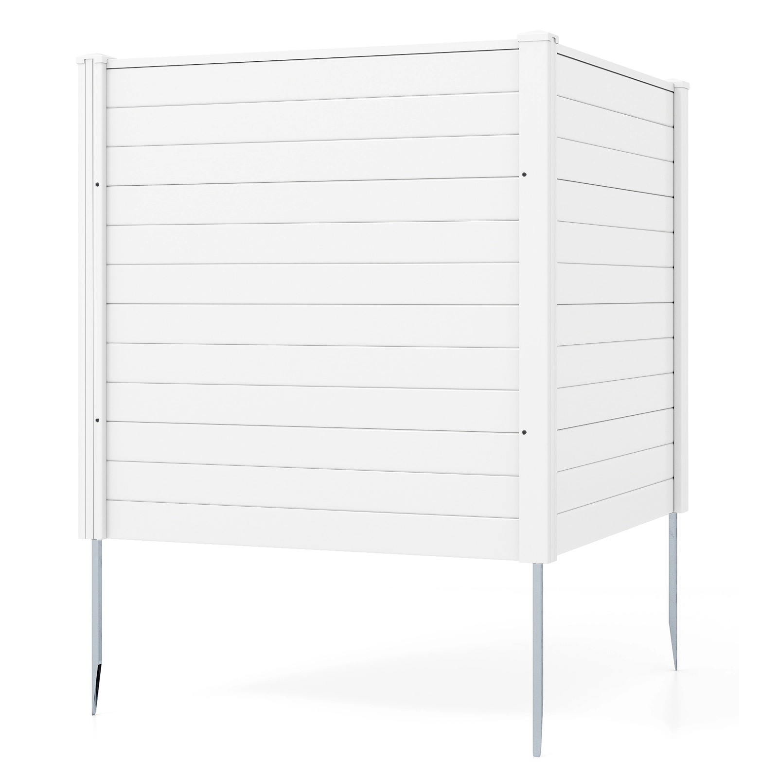 SUGIFT Freestanding Air Conditioner Privacy Fence with Metal Ground Stakes White/Black