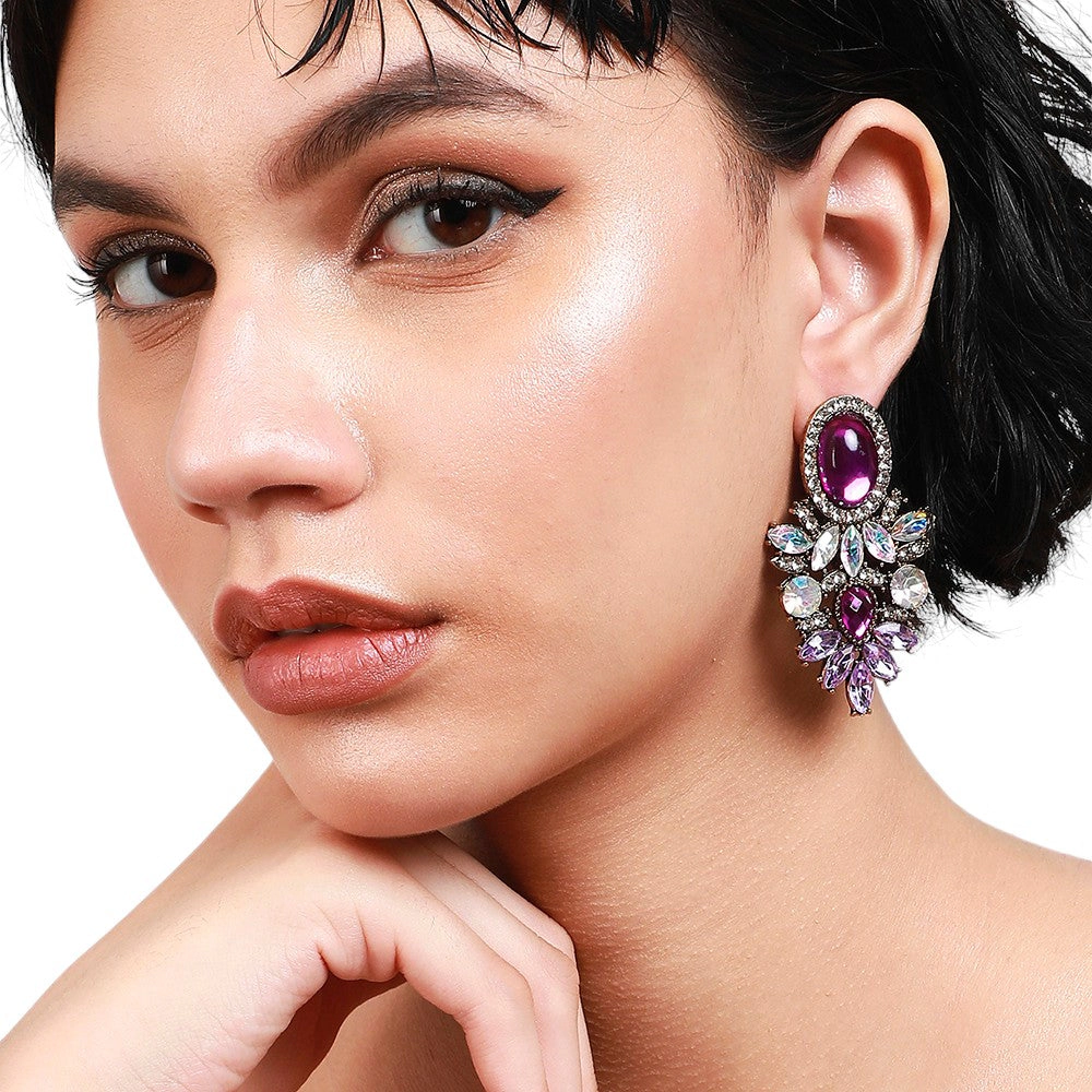 SOHI Women's Shimmering Rhinestone Statement Dangling Drop Earrings